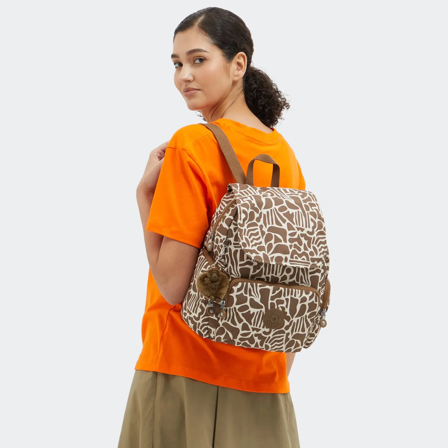 Kipling City Zip S rugzak klein Cocktail Khaki met vakken