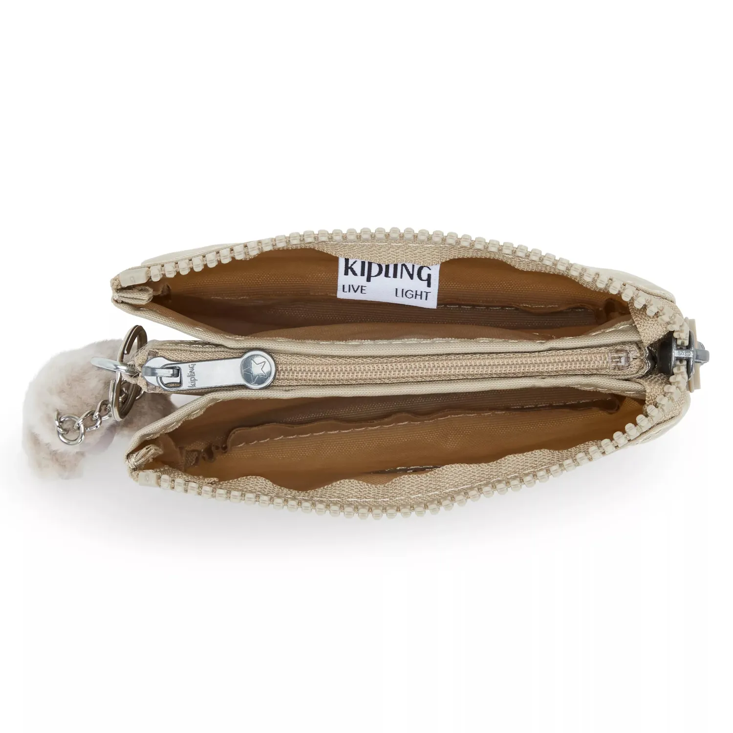Kipling Creativity S portemonnee Signature Beige Embossed klein
