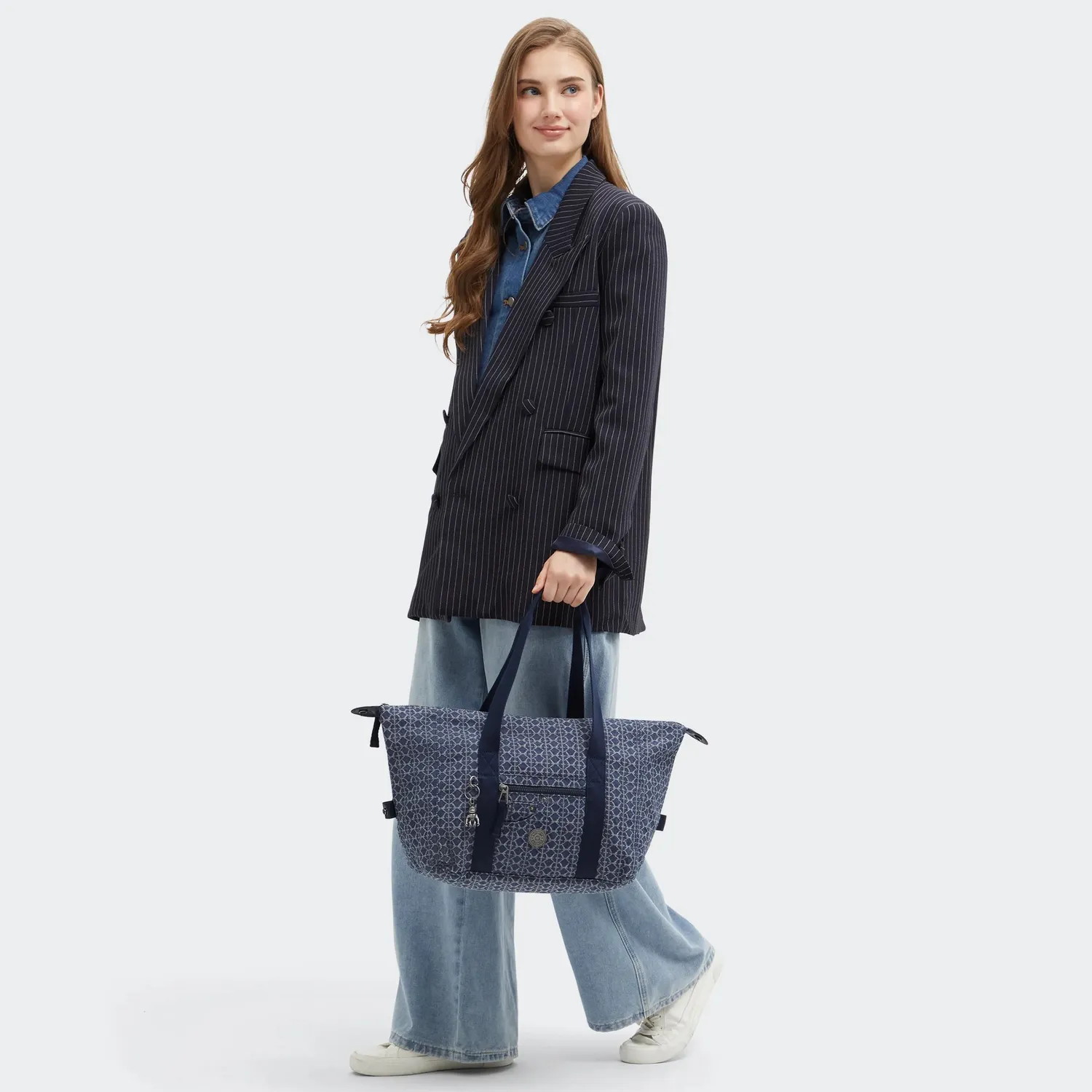 Kipling Casual Art draagtas Signature Denim A4