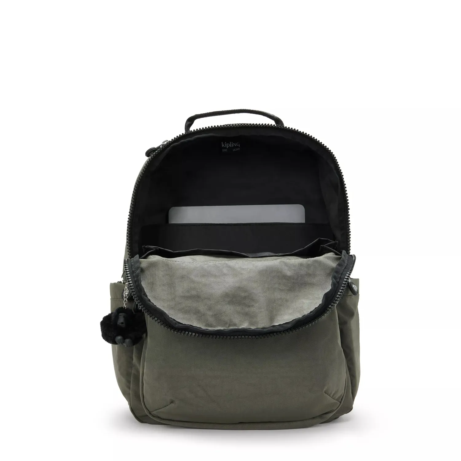 Kipling Seoul rugzak Groot Green Moss met 15 inch laptopvak