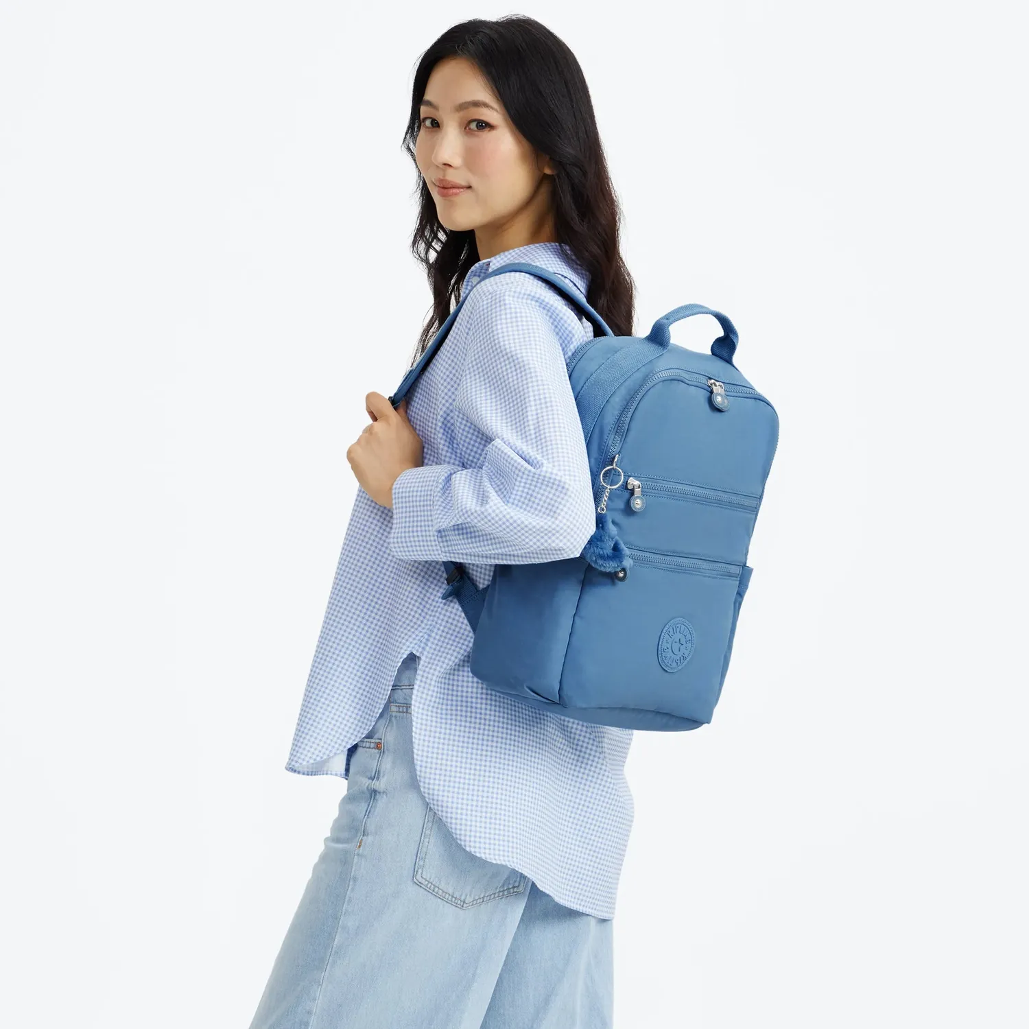 Kipling Biana rugzak Vintage Blue Groot laptopvak
