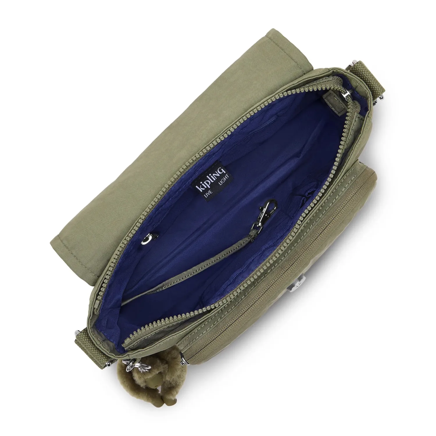 Kipling Dalma Medium crossbody tas Almost Sage met sleutelkoord