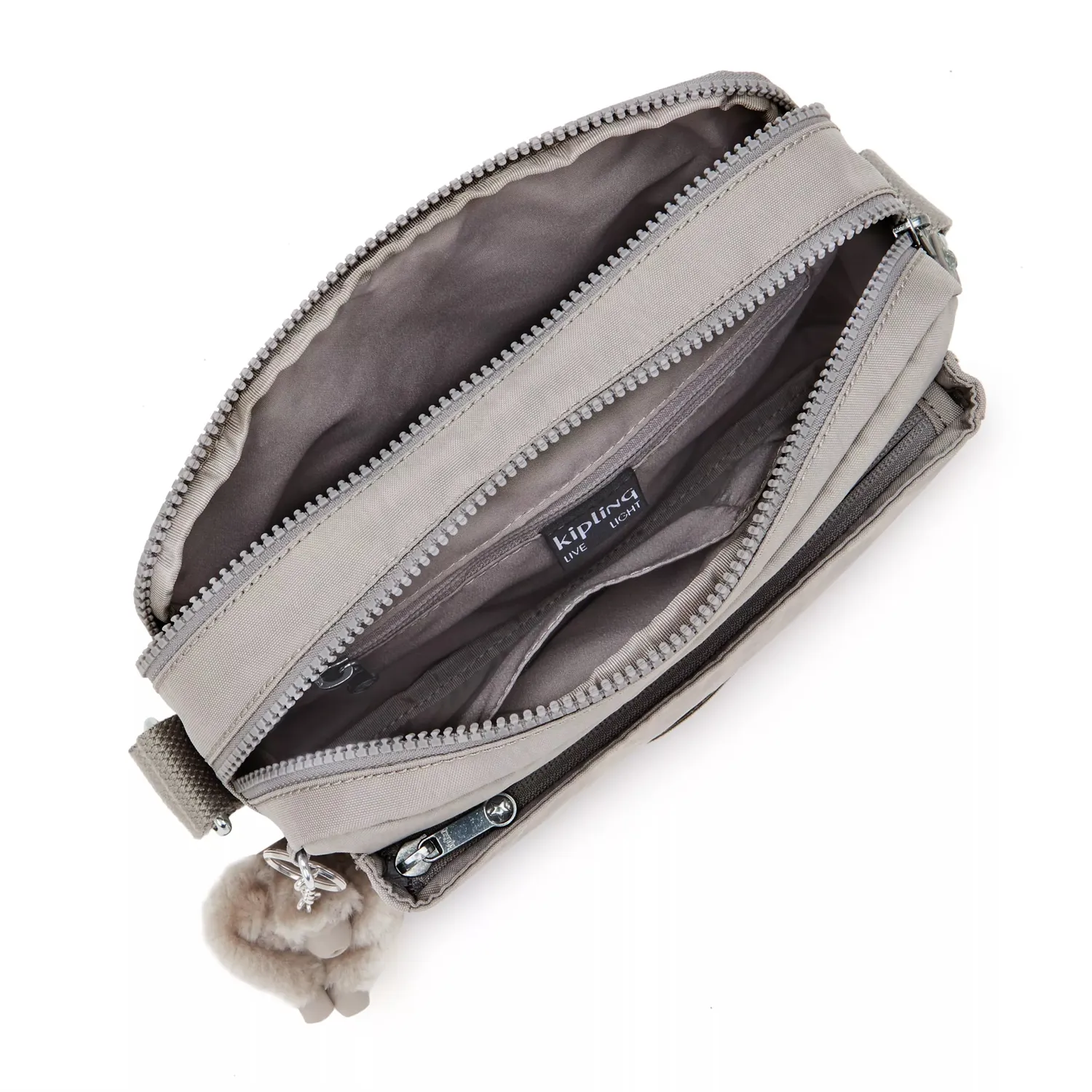 Kipling Abanu M crossbody tas Medium Grey Gris effen