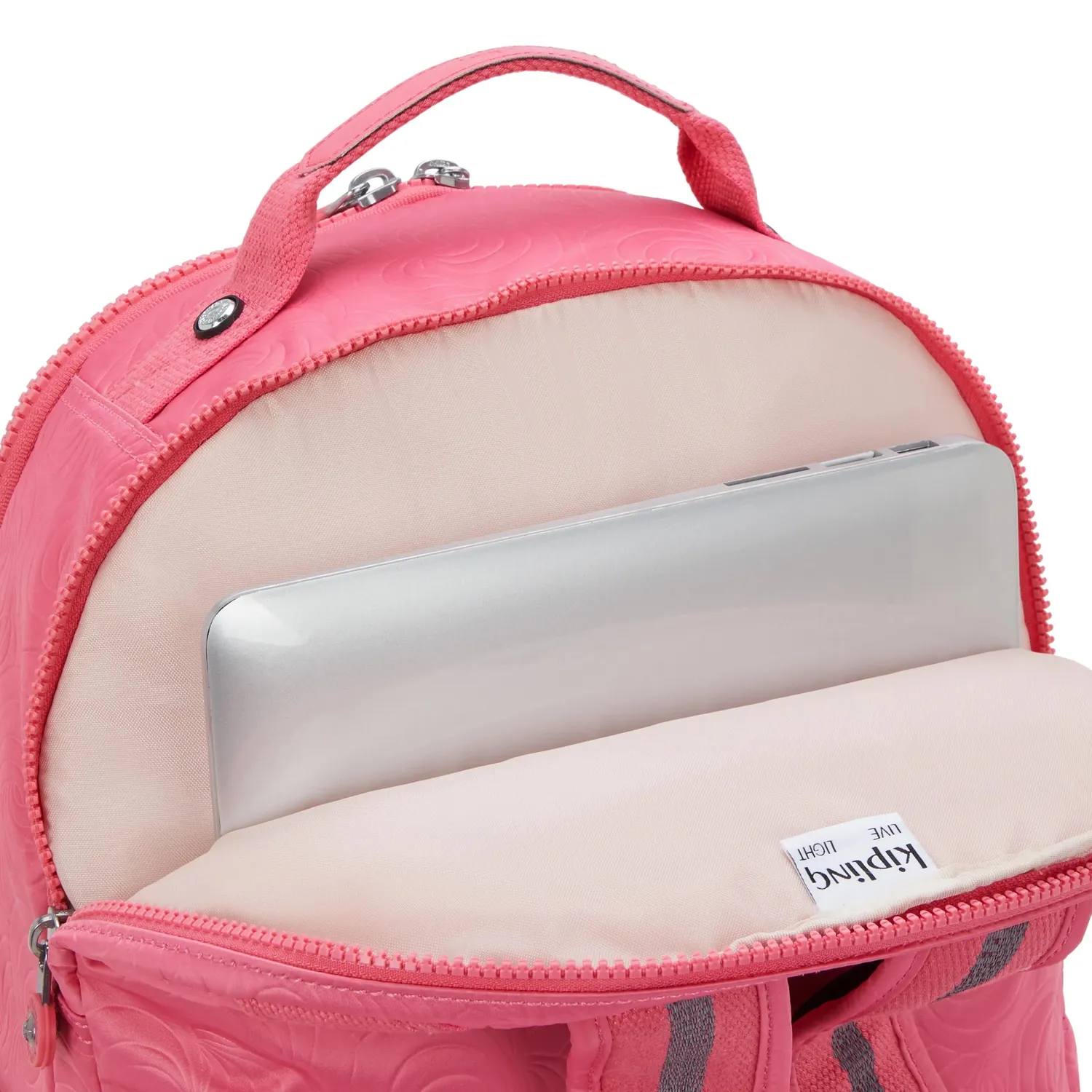Kipling Seoul Lap schoolrugzak Pink Swirl Emboss 15 inch Groot