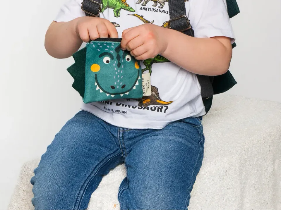 LOVE FOR CHILDRENN Dinosaurus kinderportemonnee 10 cm velvet
