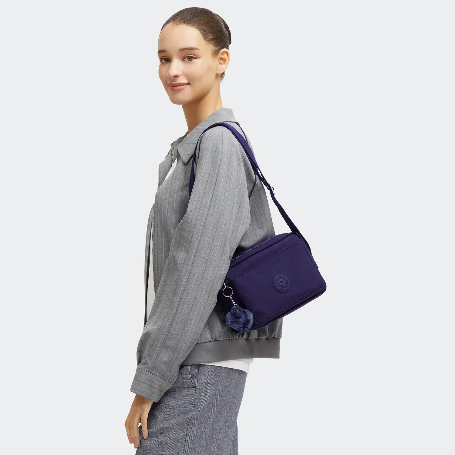 Kipling Abanu M crossbody tas Moonlit Blue Medium dubbel vak