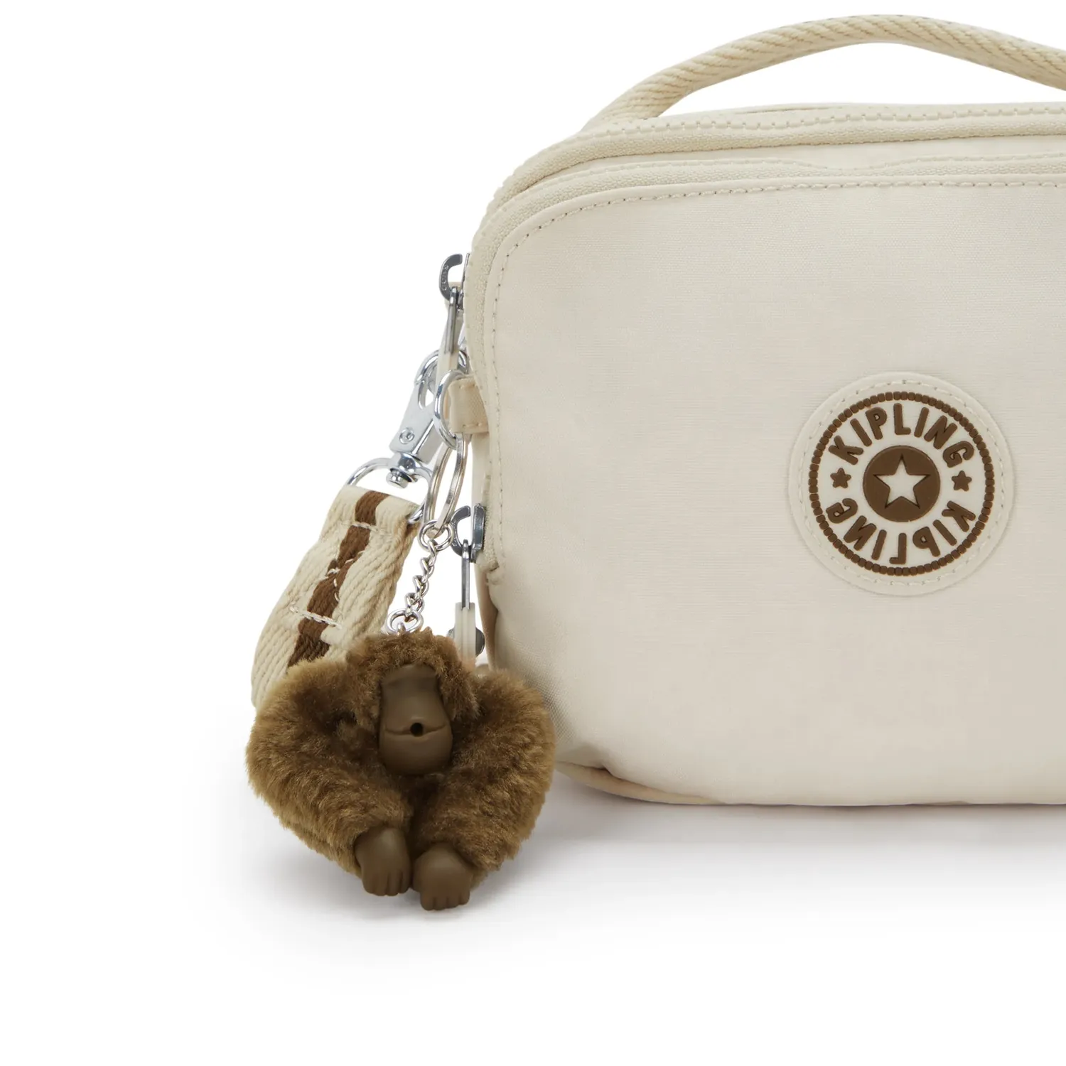 Kipling Cahir crossbody Soft Sand klein met ritsvakken