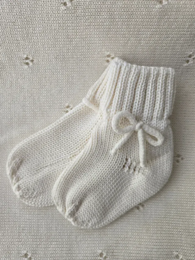 Love for Childrenn merinowol babysokken gebroken wit 0-12m wol