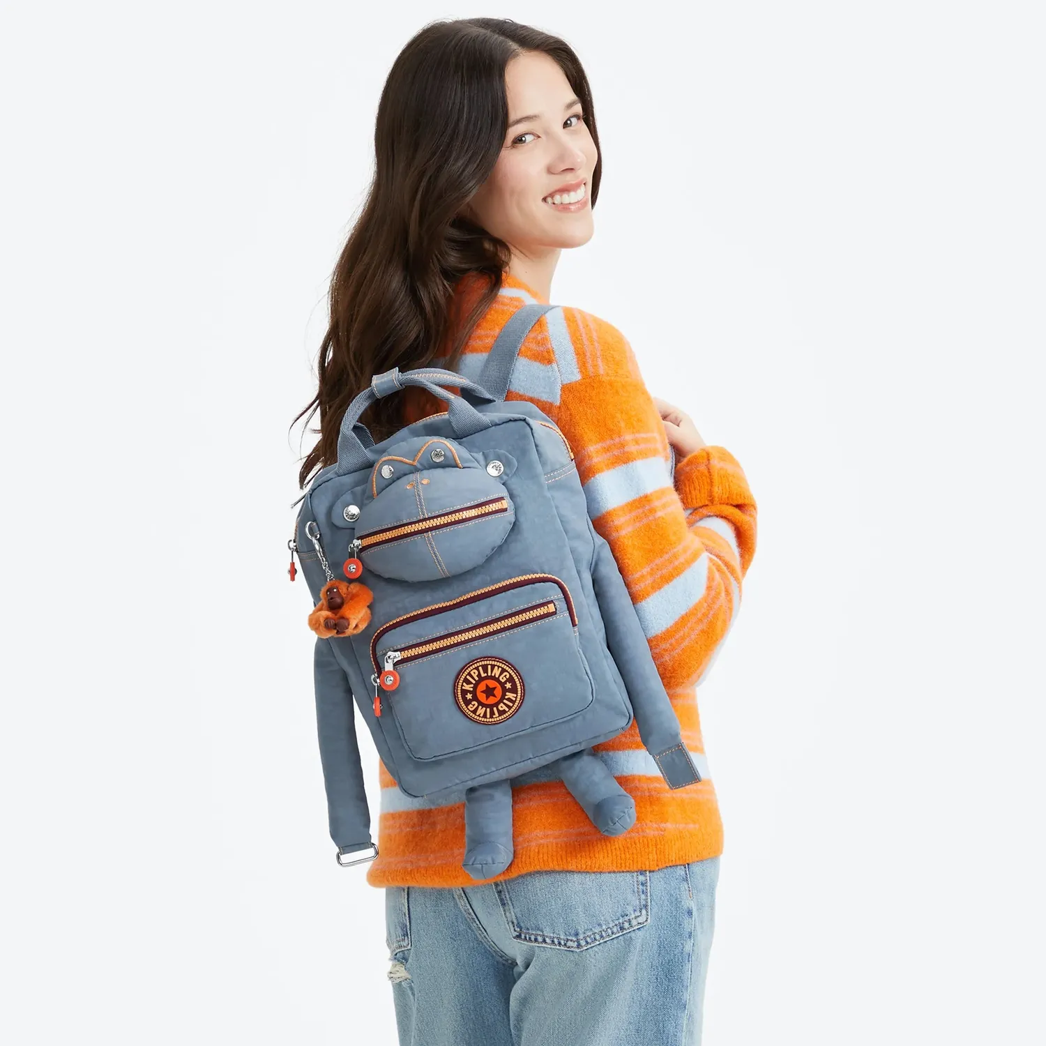Kipling Jane Energy rugzak Medium Energy Blue flessenhouder