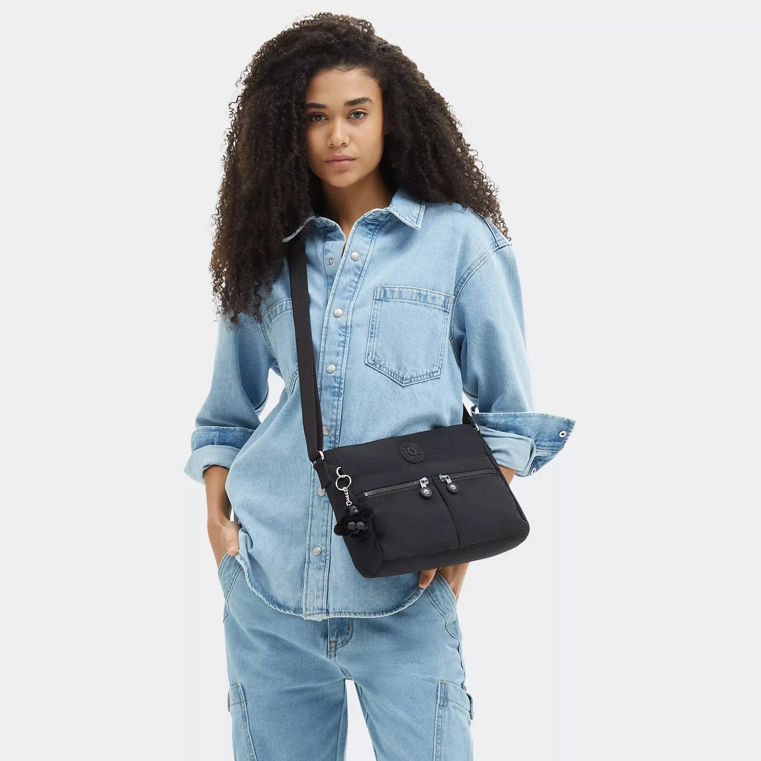 Kipling New Angie schoudertas Black Noir klein waterafstotend