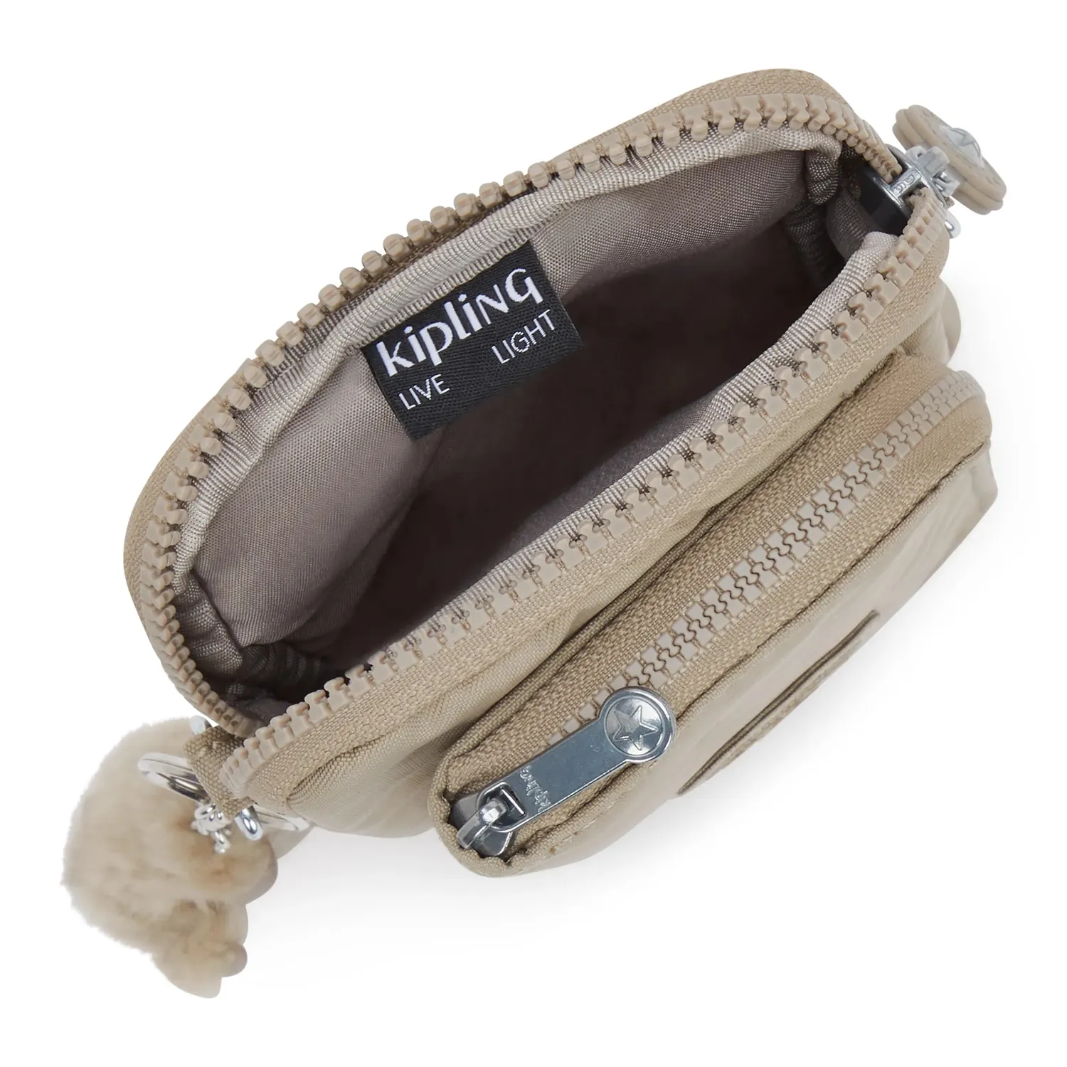 Kipling Telmo portemonnee crossbody klein Soft Taupe rits