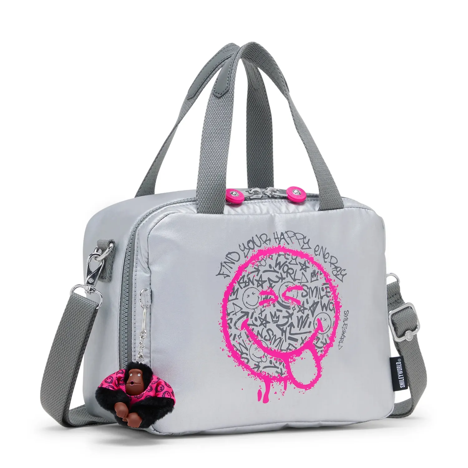 Kipling Miyo lunchtas Happy Face Silver smiley