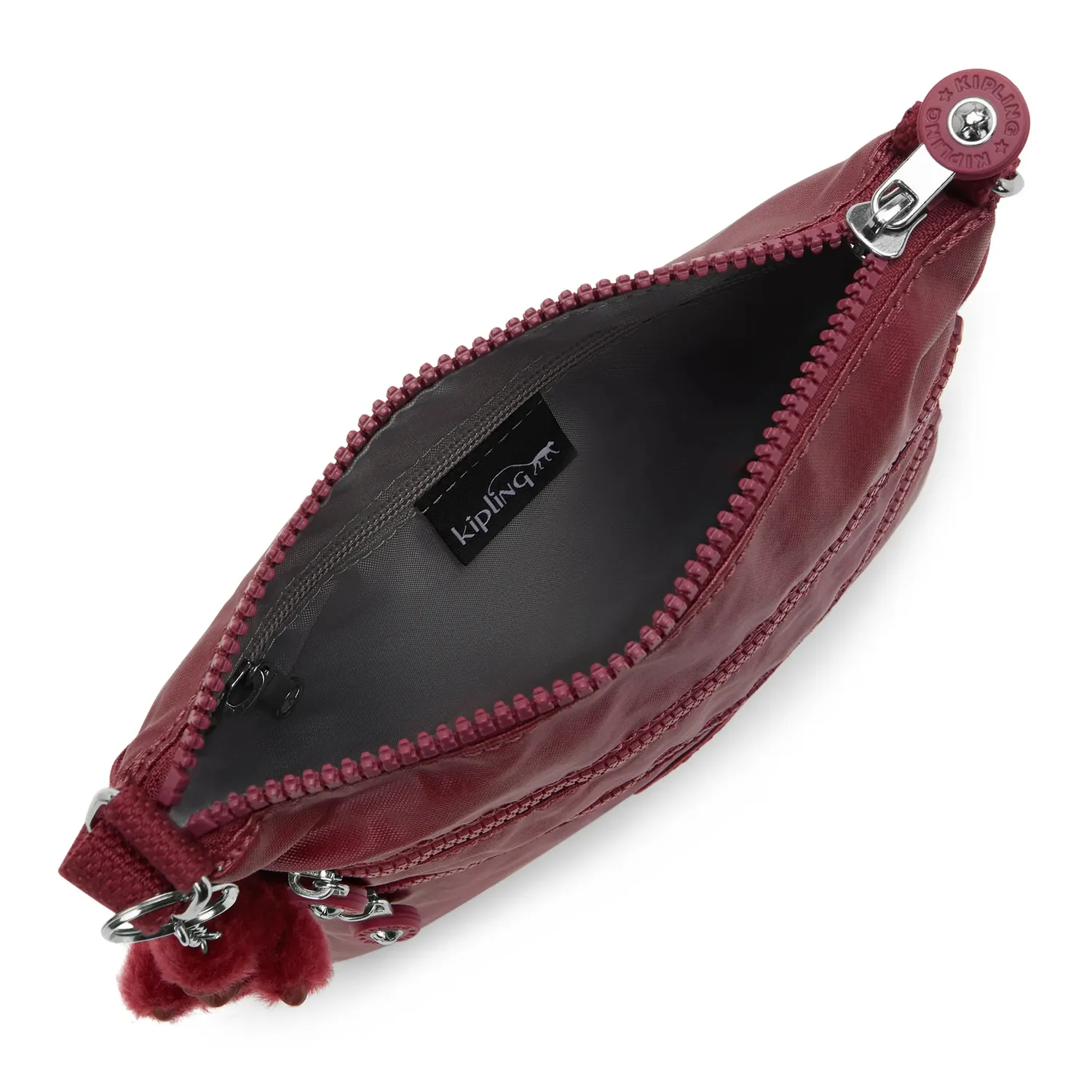 Kipling Keiko crossbody tas klein Deep Berry Metallic glans
