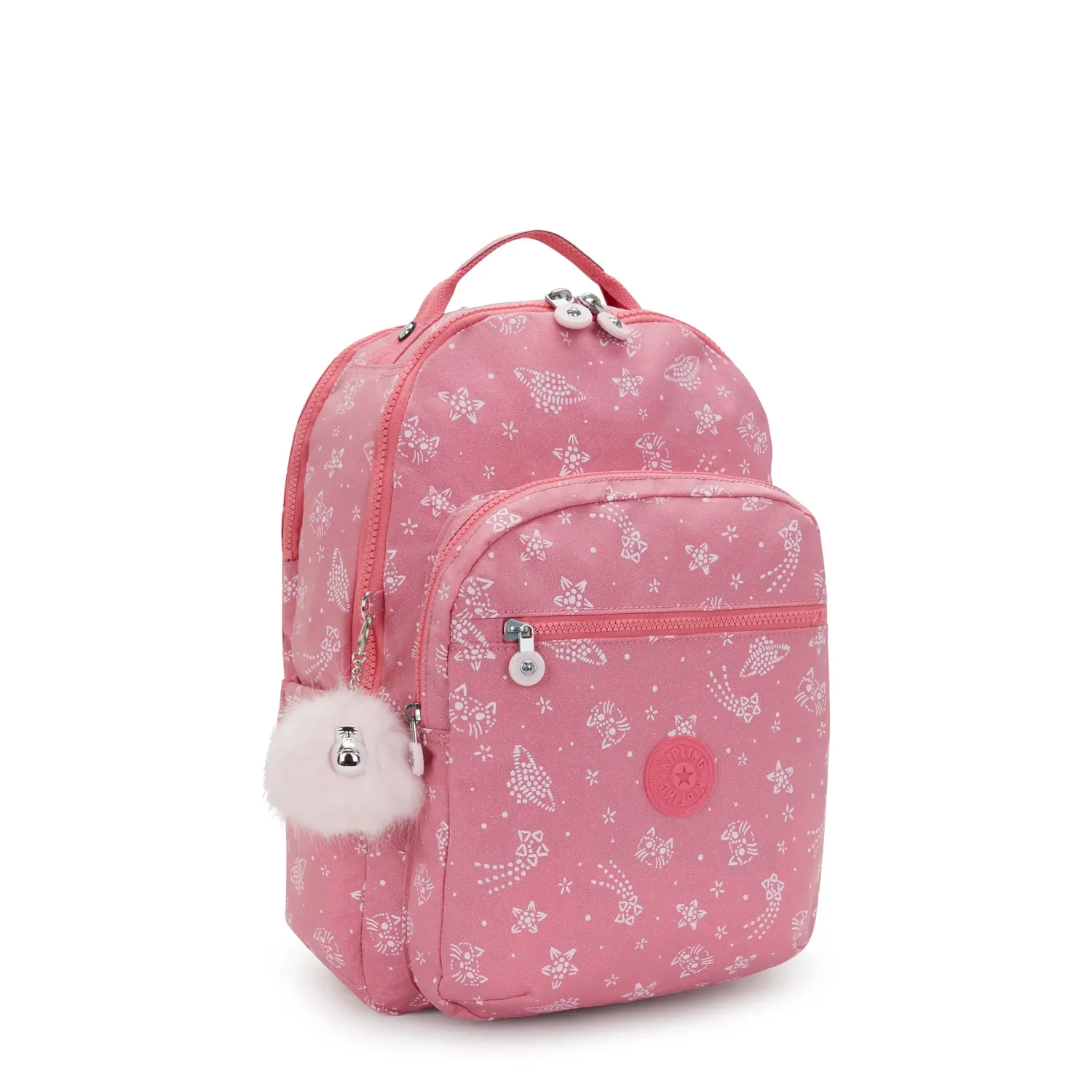 Kipling Seoul Lap rugzak Glitter Cats Groot 15 inch