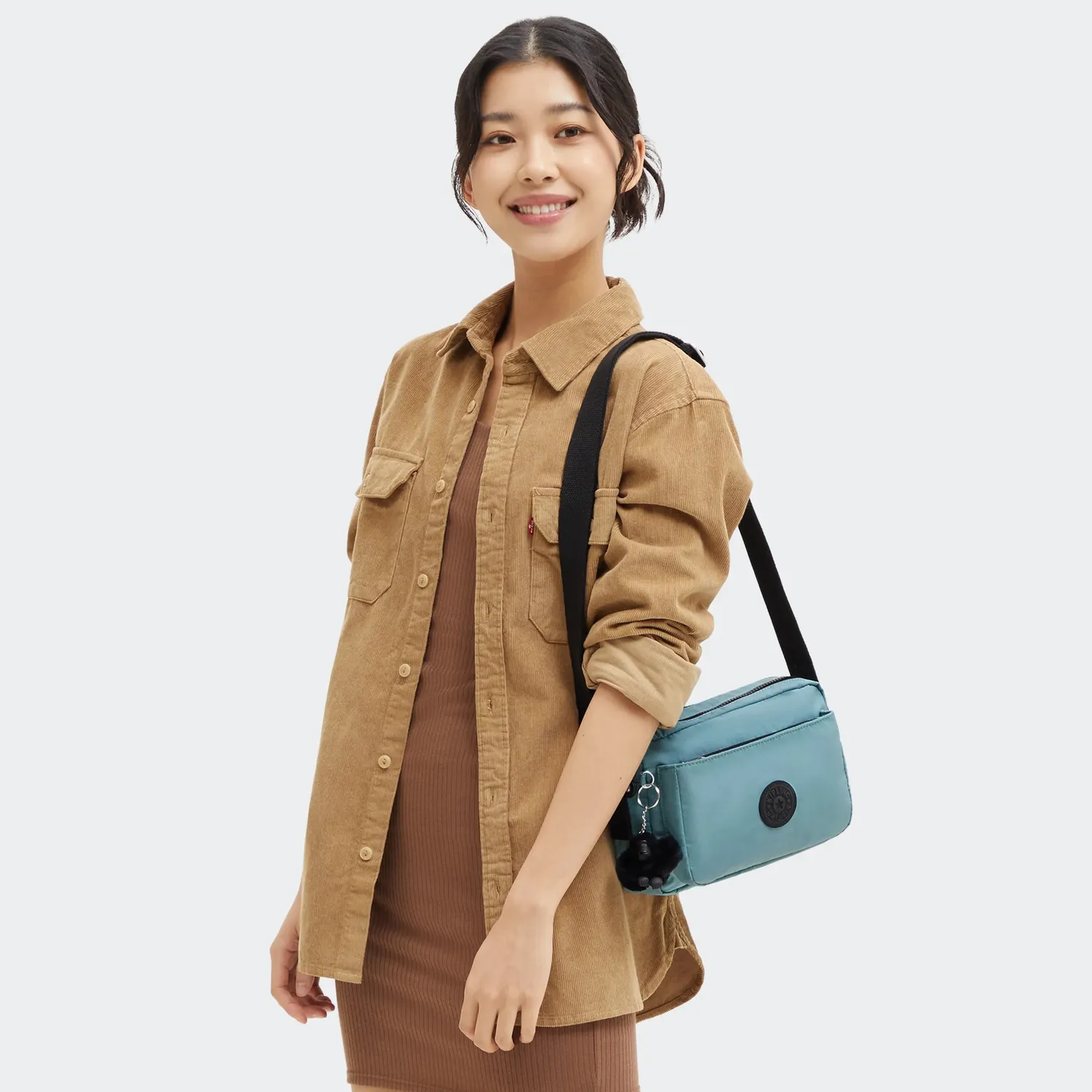 Kipling Abanu M schoudertas Muted Sage Combo lichte tas