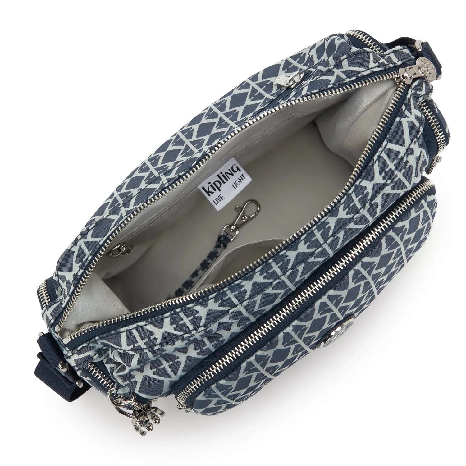 Kipling Gabb S crossbodytas Navy Sign Jacquard Medium trekkoord
