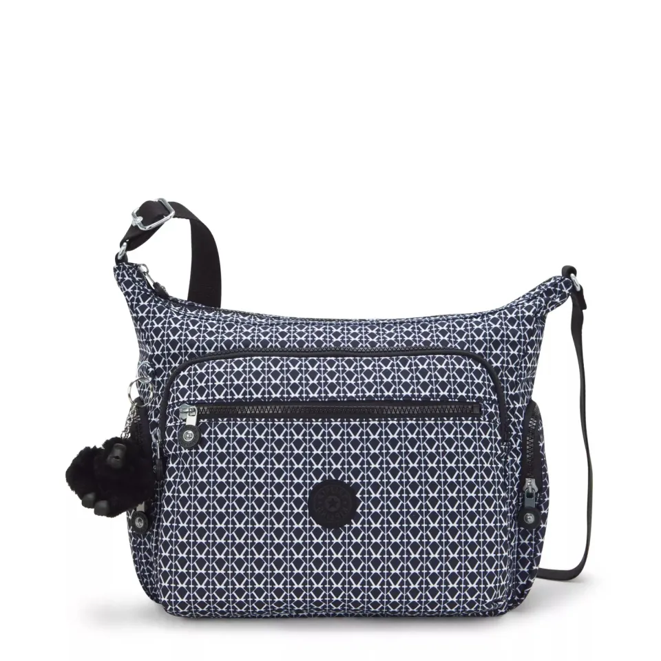 Kipling Gabbie crossbody tas Signature Print medium met vakken