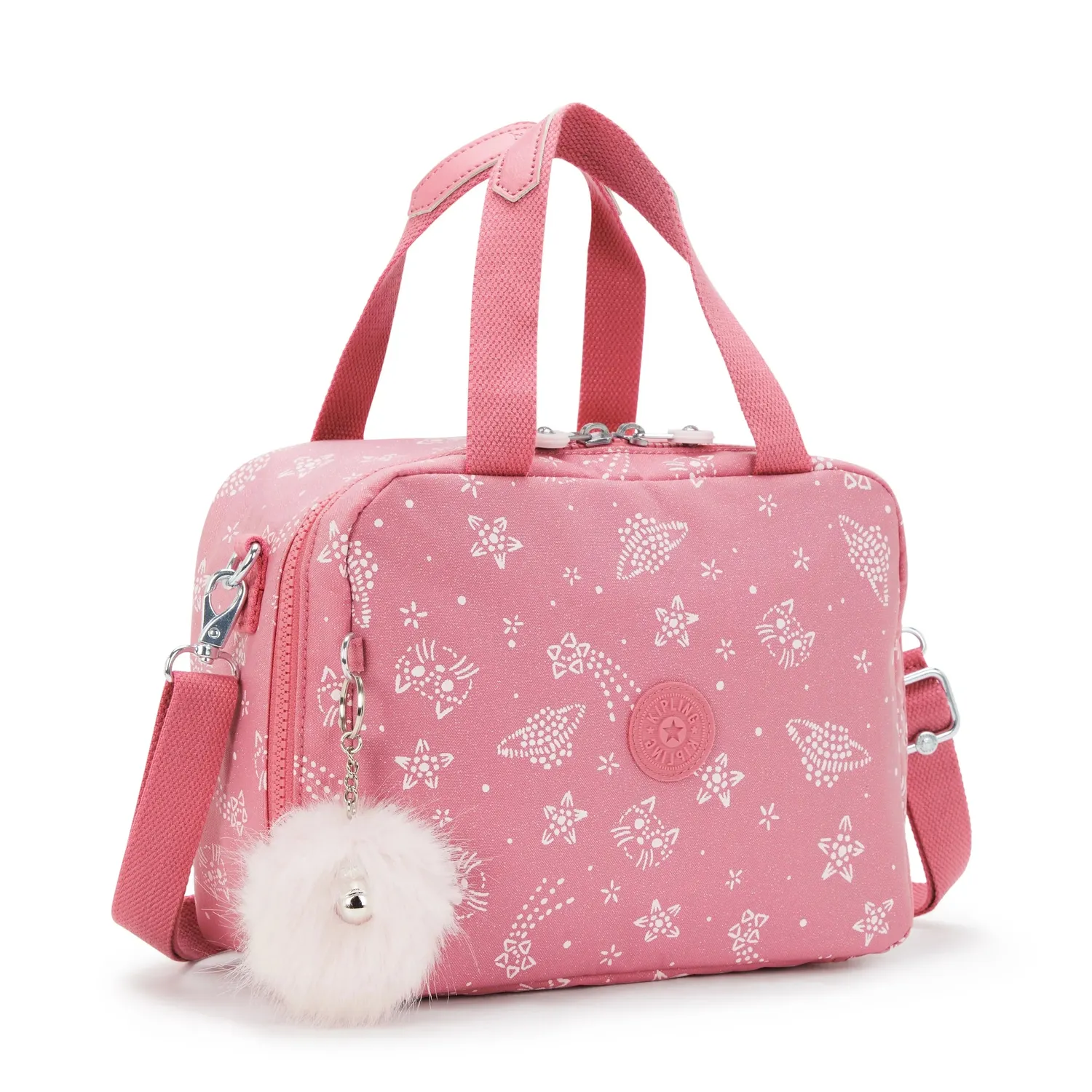 Kipling Miyo lunchtas Groot Glitter Cats geïsoleerd