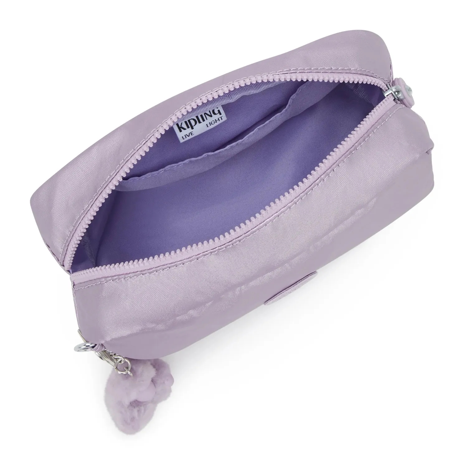 Kipling Gleam toilettas Lilac Moon Metallic medium glans