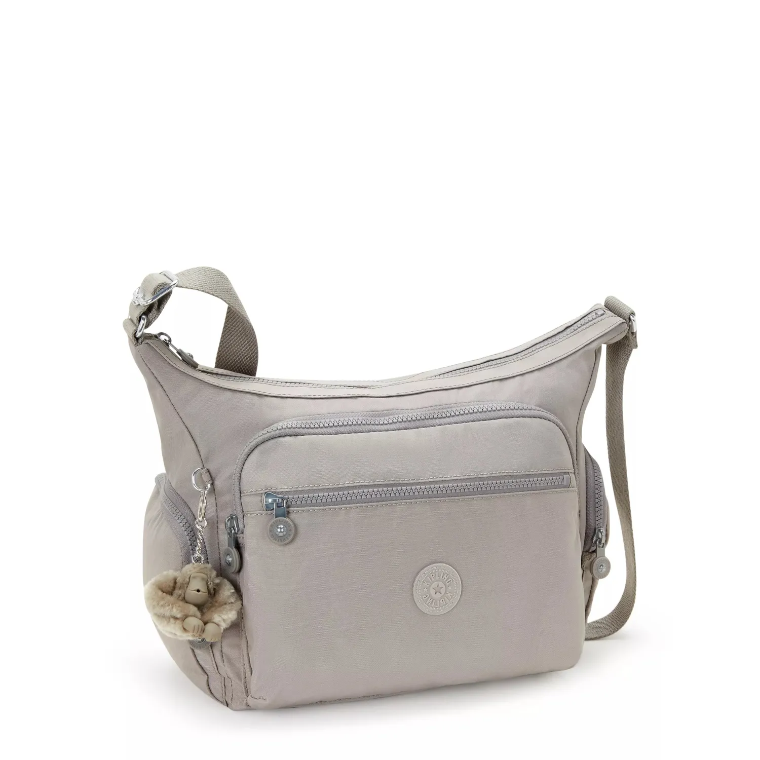 Kipling Gabbie crossbody tas Grey Gris medium met ritsvakken