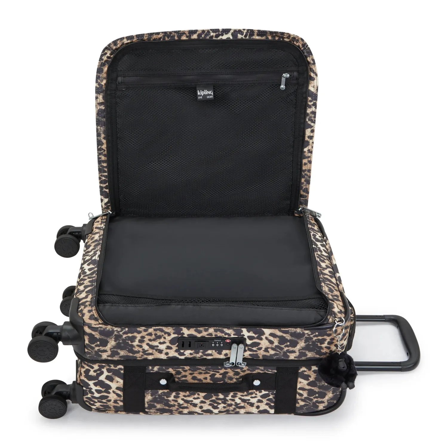 Kipling Spontaneous S koffer Wild Leopard klein met TSA-slot