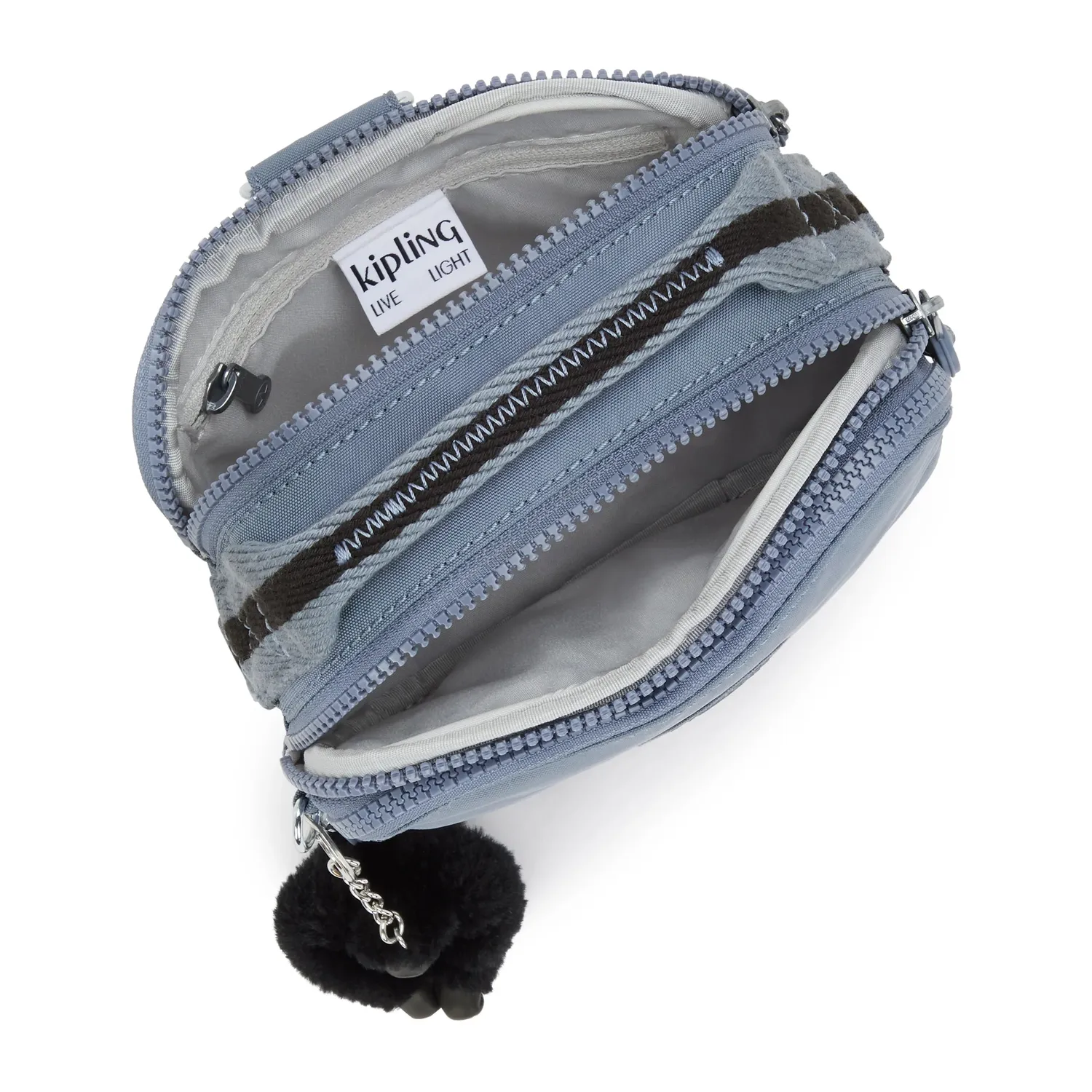 Kipling Cahir crossbody Blue Stone klein met ritsvakken