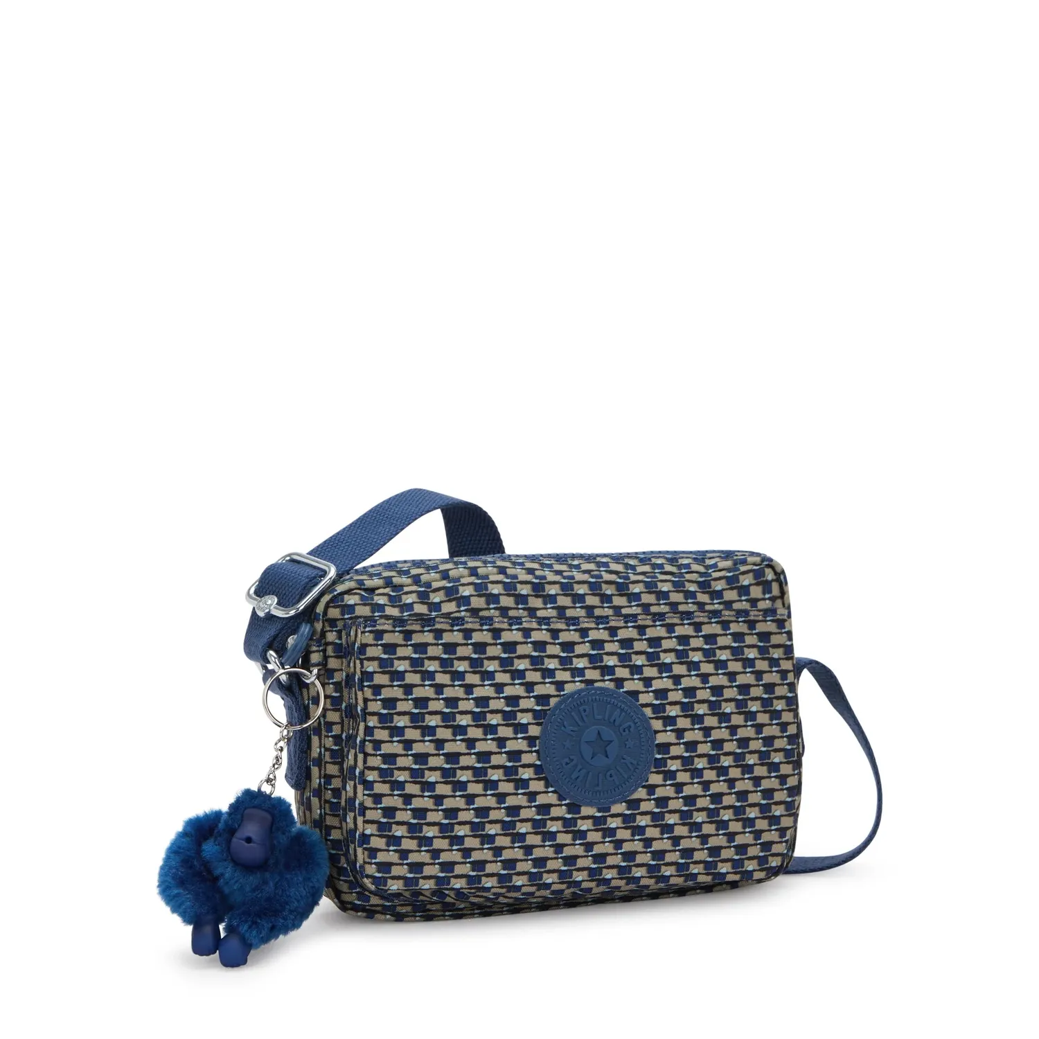 Kipling Abanu crossbody tas klein Blue on Wire met ritsvakken