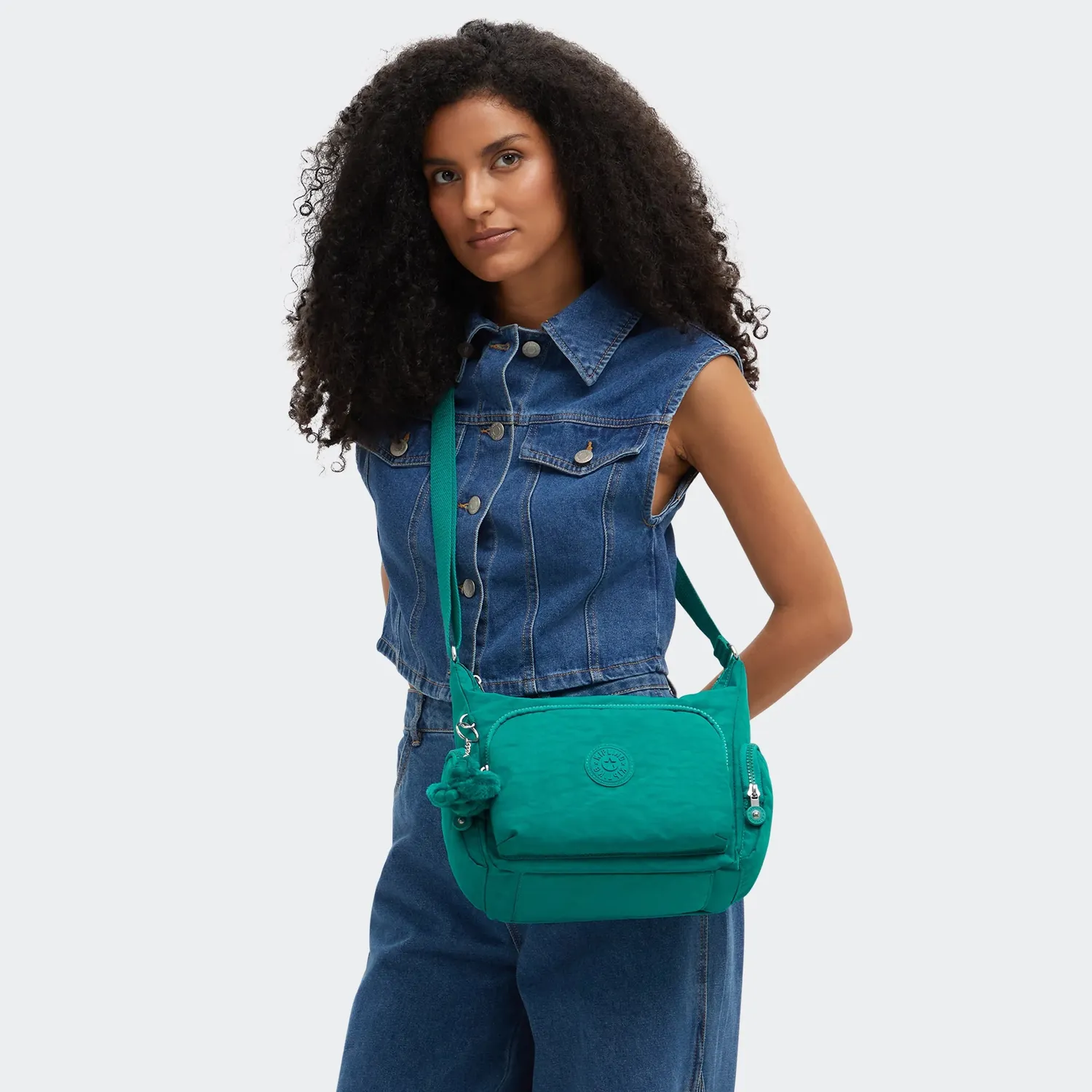 Kipling Gabb S crossbody tas Medium Outspoken Green met ritsvakken