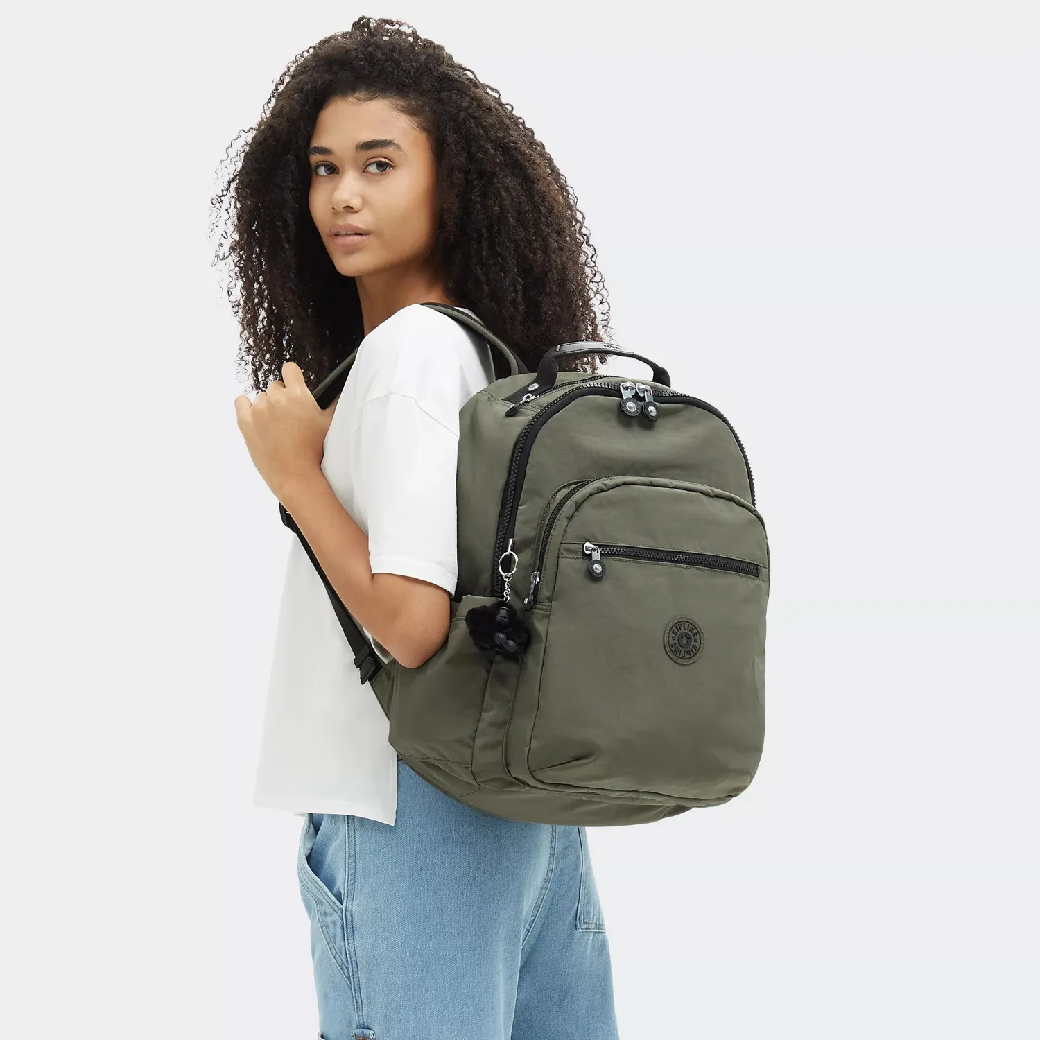 Kipling Seoul rugzak Groot Green Moss met 15 inch laptopvak