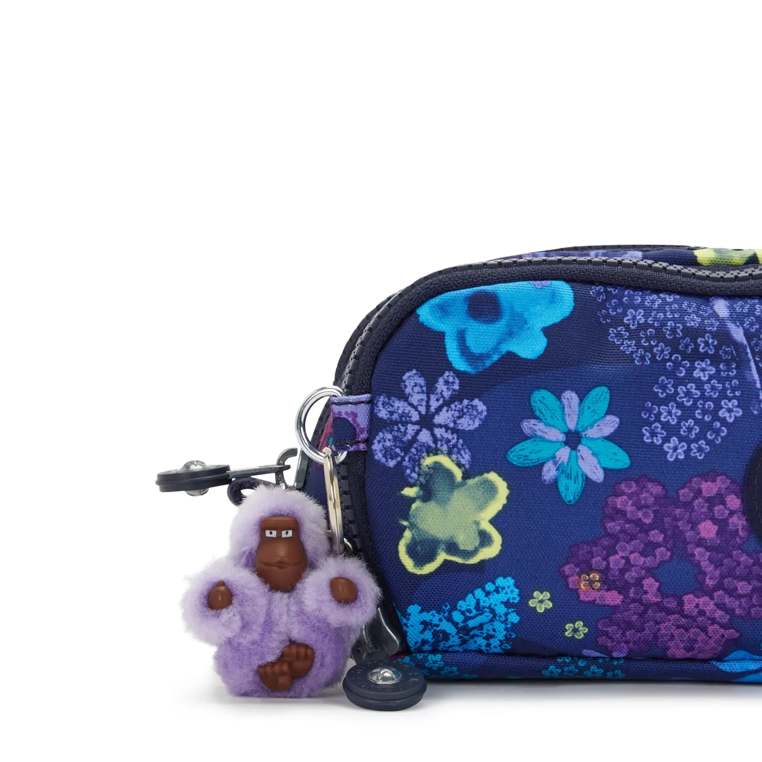 Kipling Gitroy etui Groot Dark Flower Stamp bloemen