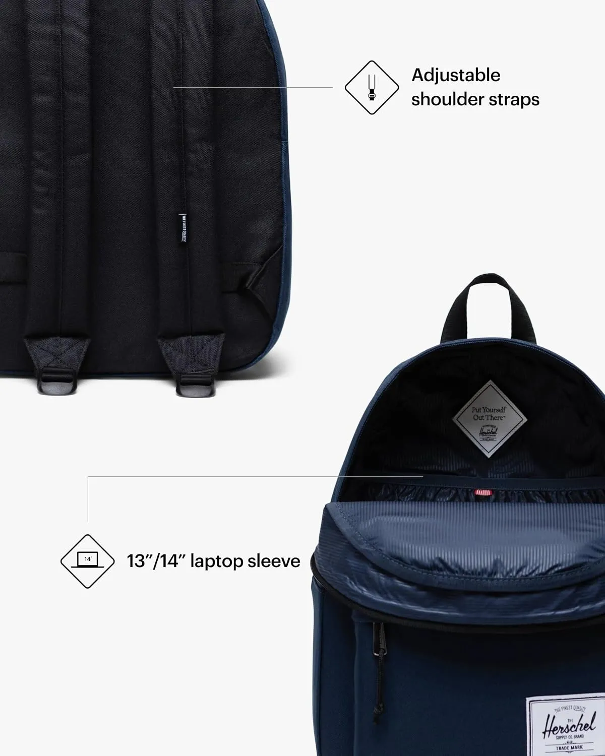 Herschel Classic rugzak 20L Navy Raven Crosshatch daypack