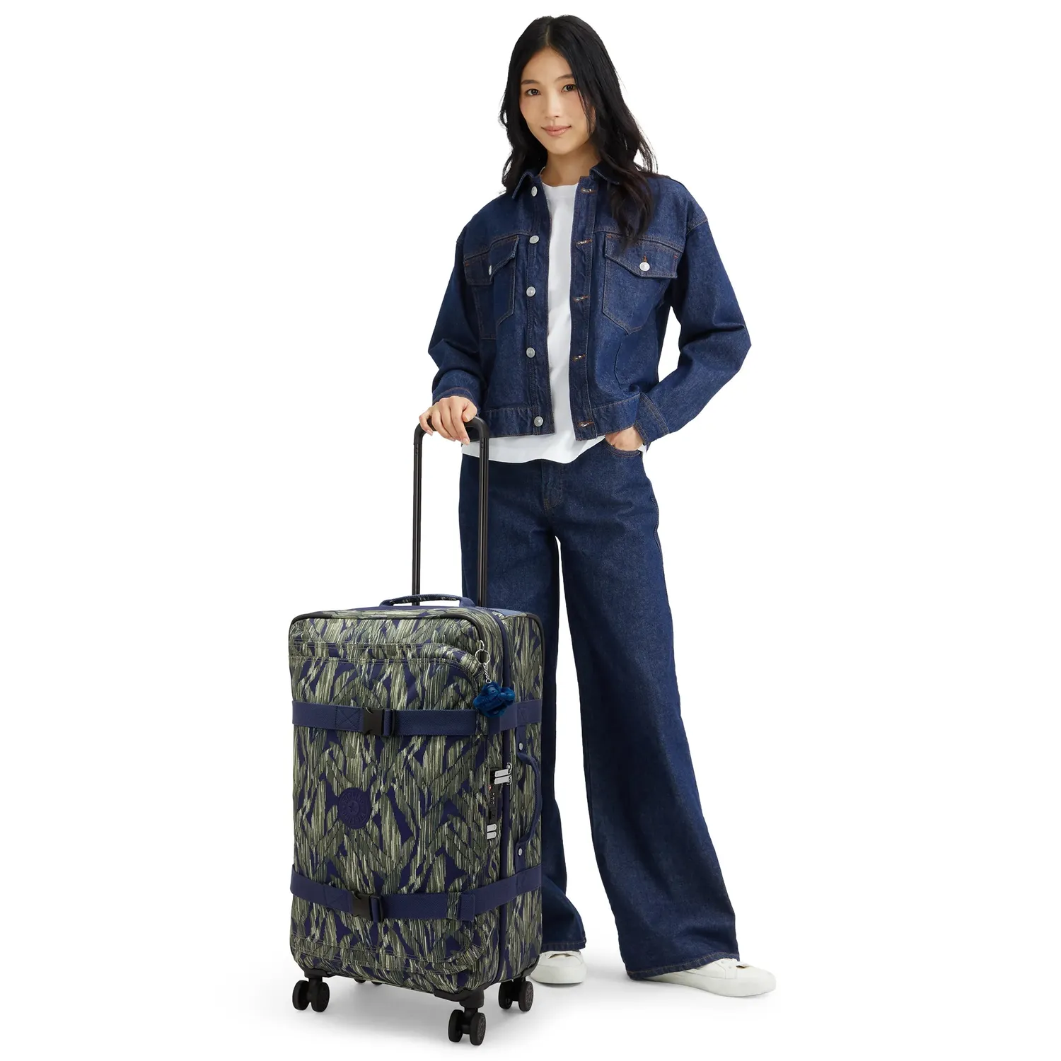 Kipling Spontaneous M koffer Medium Striped Grasses 4 wielen