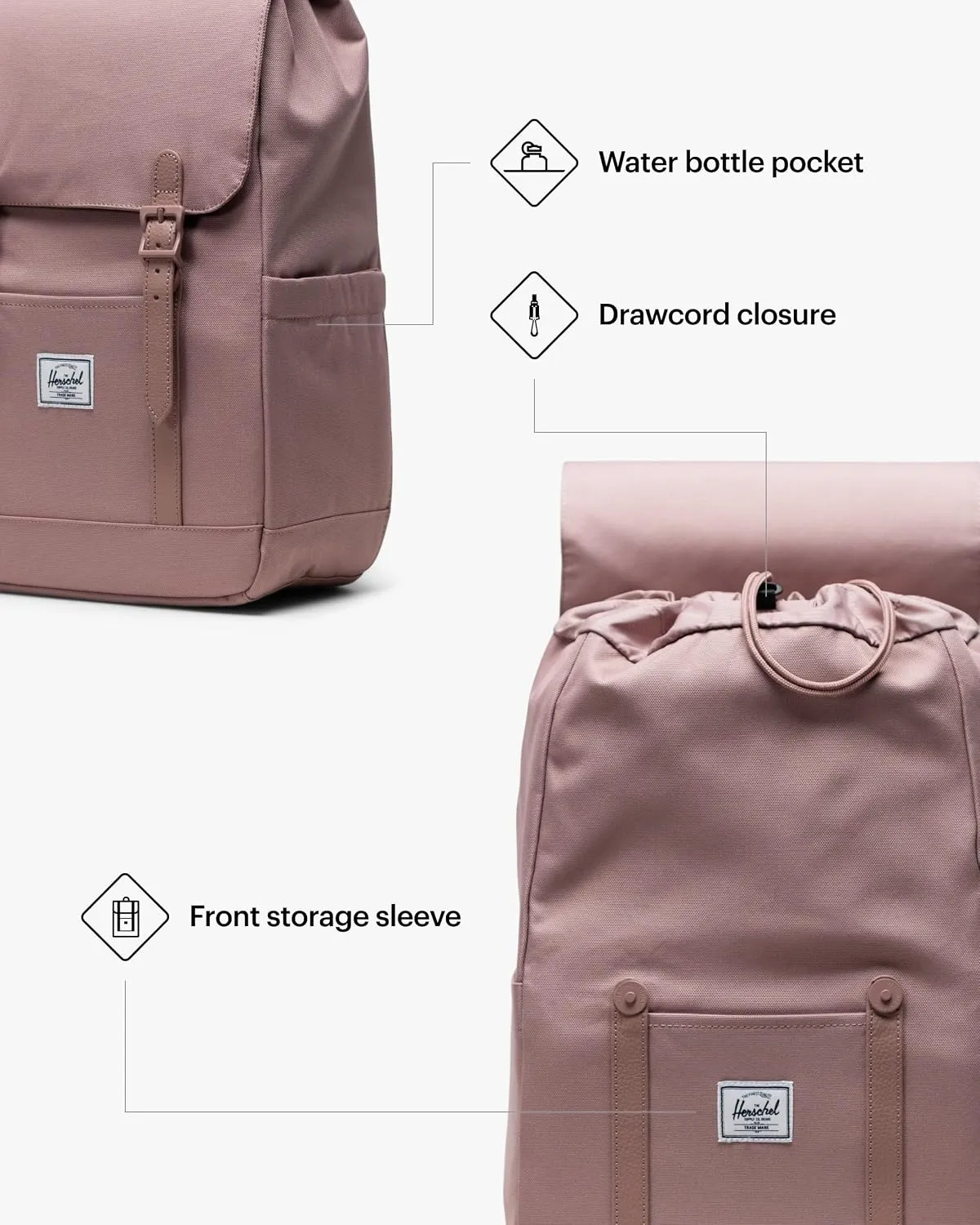 Herschel Retreat rugzak 23L Ash Rose standaard