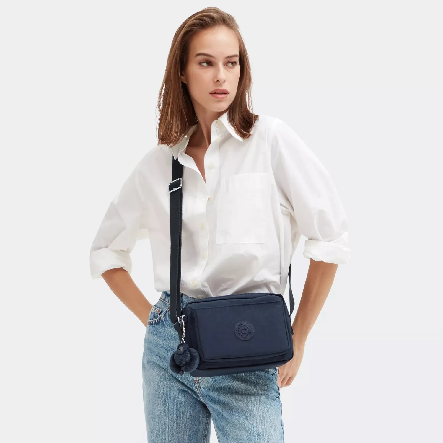 Kipling Abanu M tas Medium Blue Bleu 2 crossbody