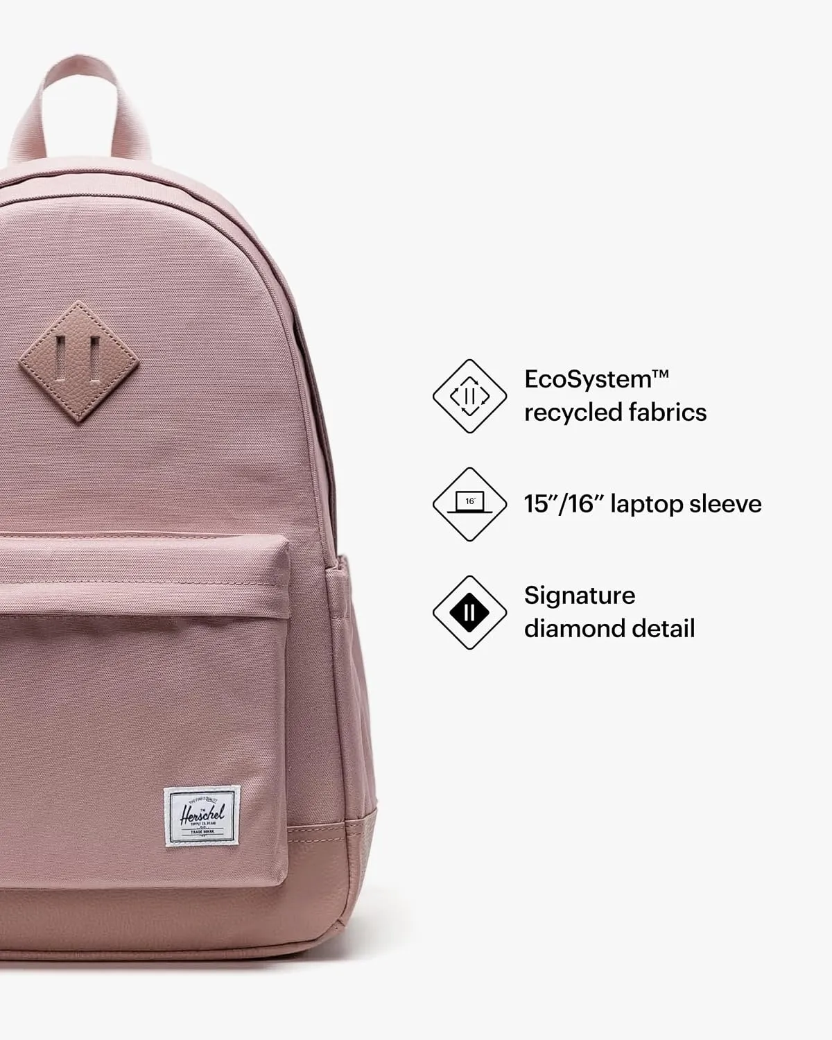Herschel Heritage rugzak Ash Rose canvas 15 inch