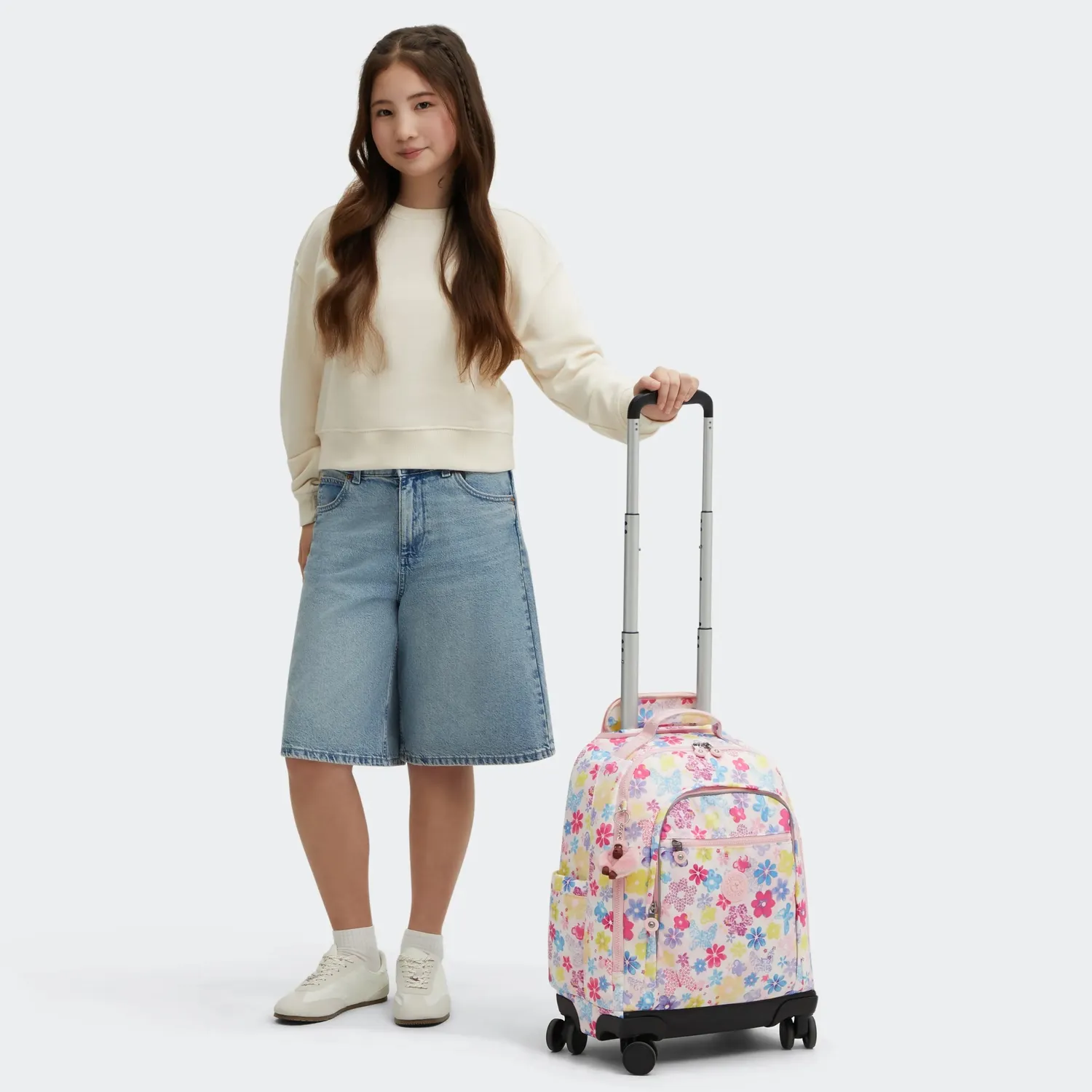 Kipling New Zea rugzak met wielen Flower Stamp Groot laptopvak