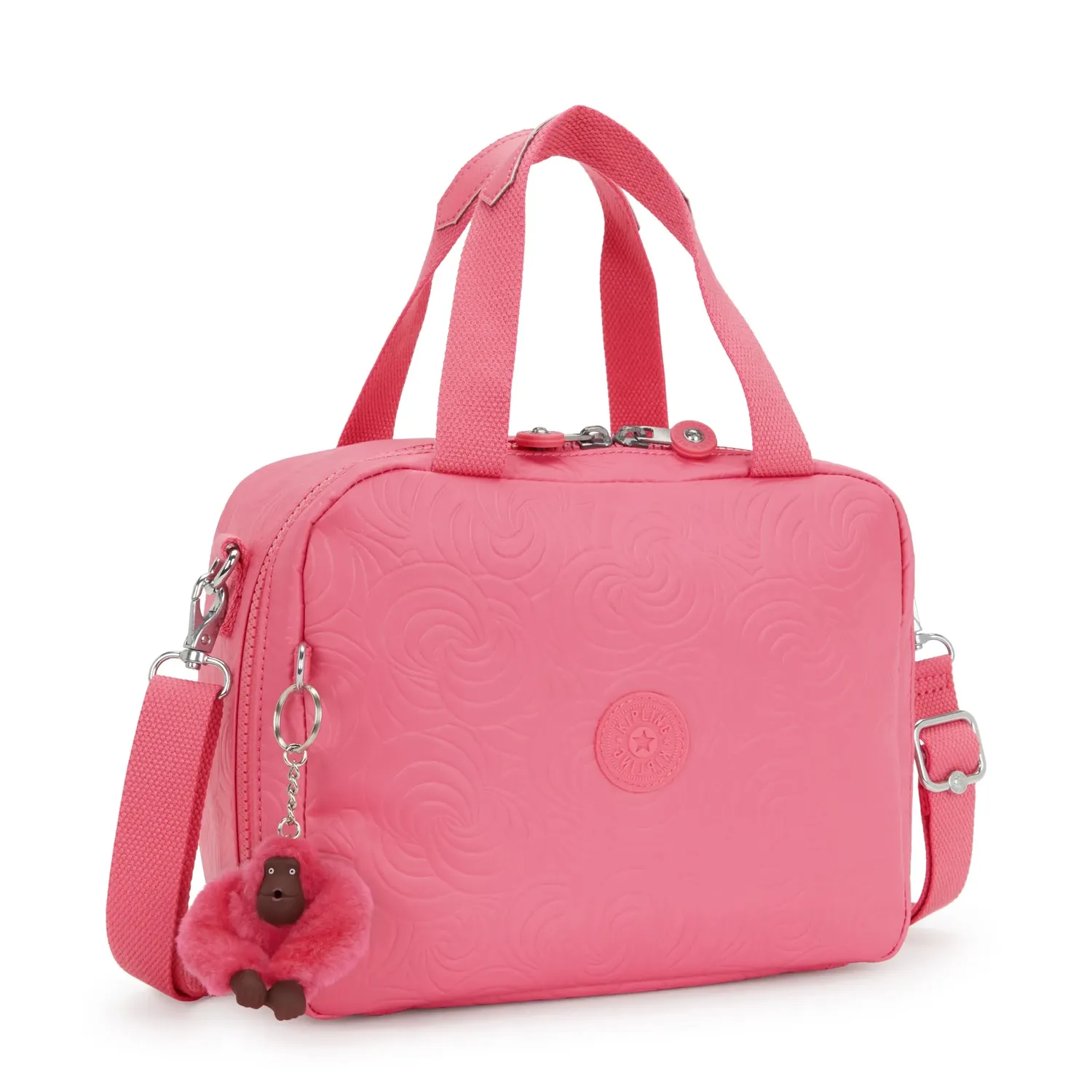 Kipling Miyo lunchtas Groot Pink Swirl Emboss geïsoleerd