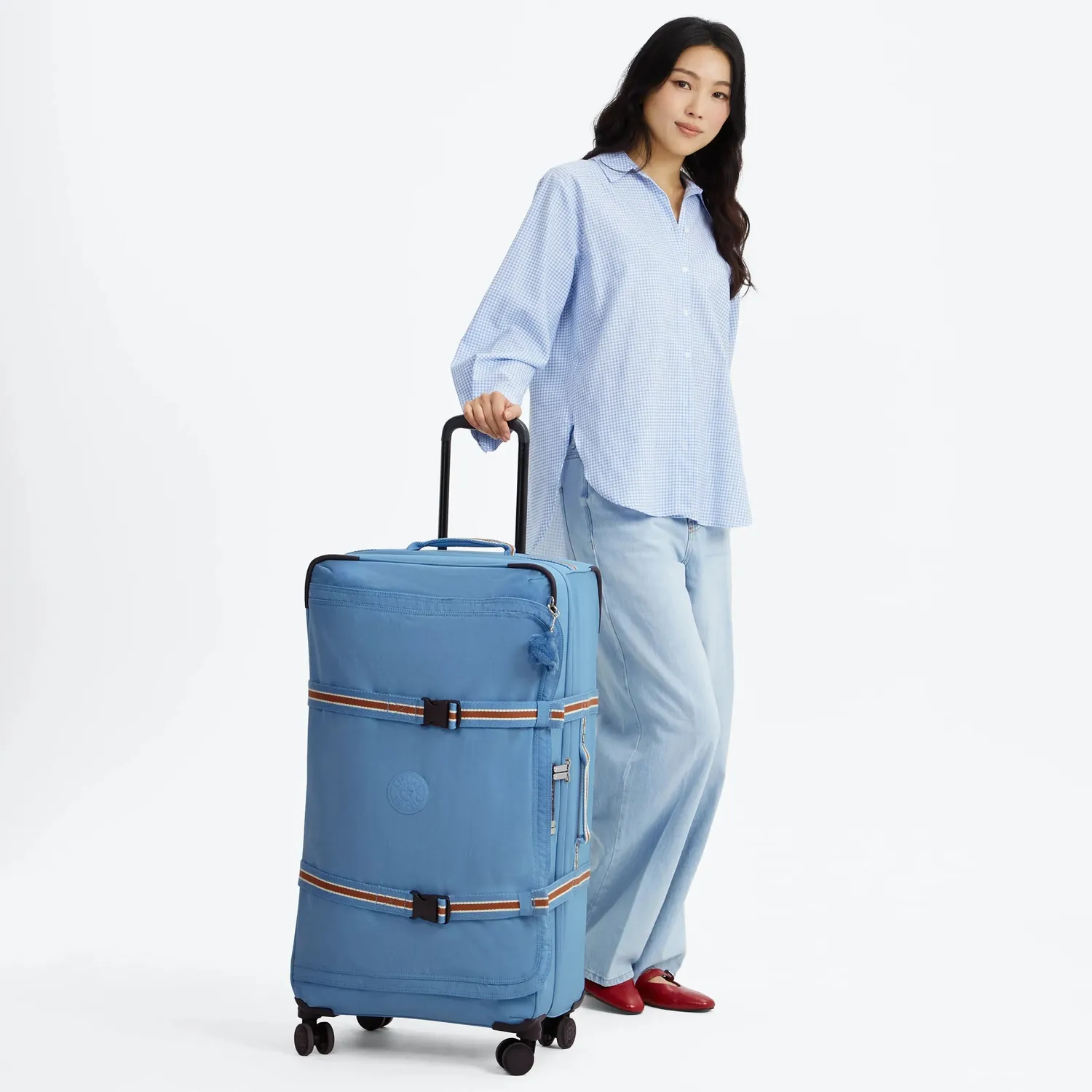 Kipling Spontaneous L koffer Groot Vintage Blue 4 wielen