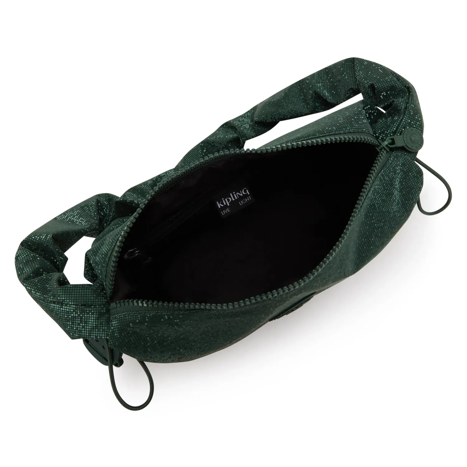 Kipling Eleni M schoudertas Shiny Pixel Green glans