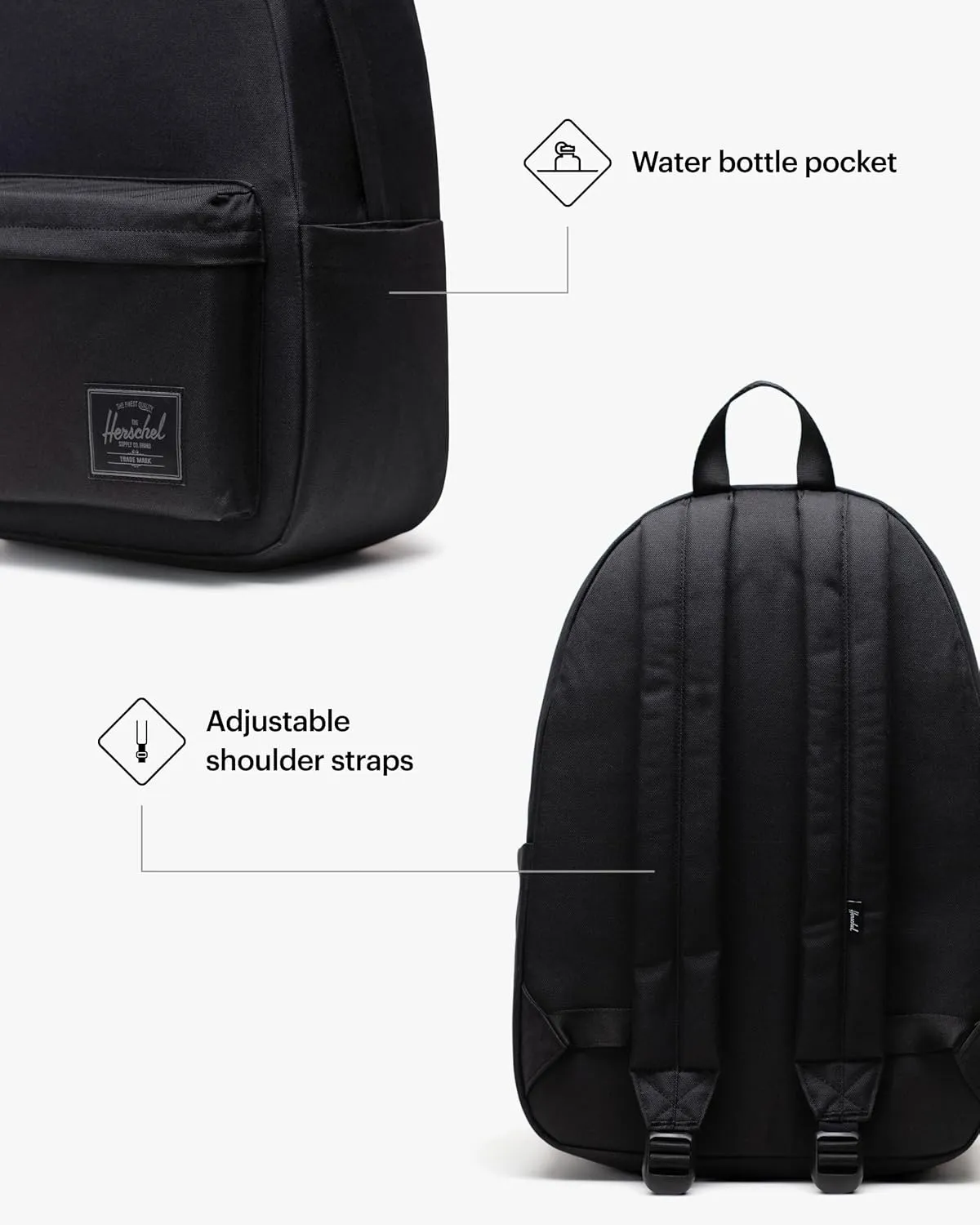 Herschel Classic rugzak XL 30L black tonal ruim