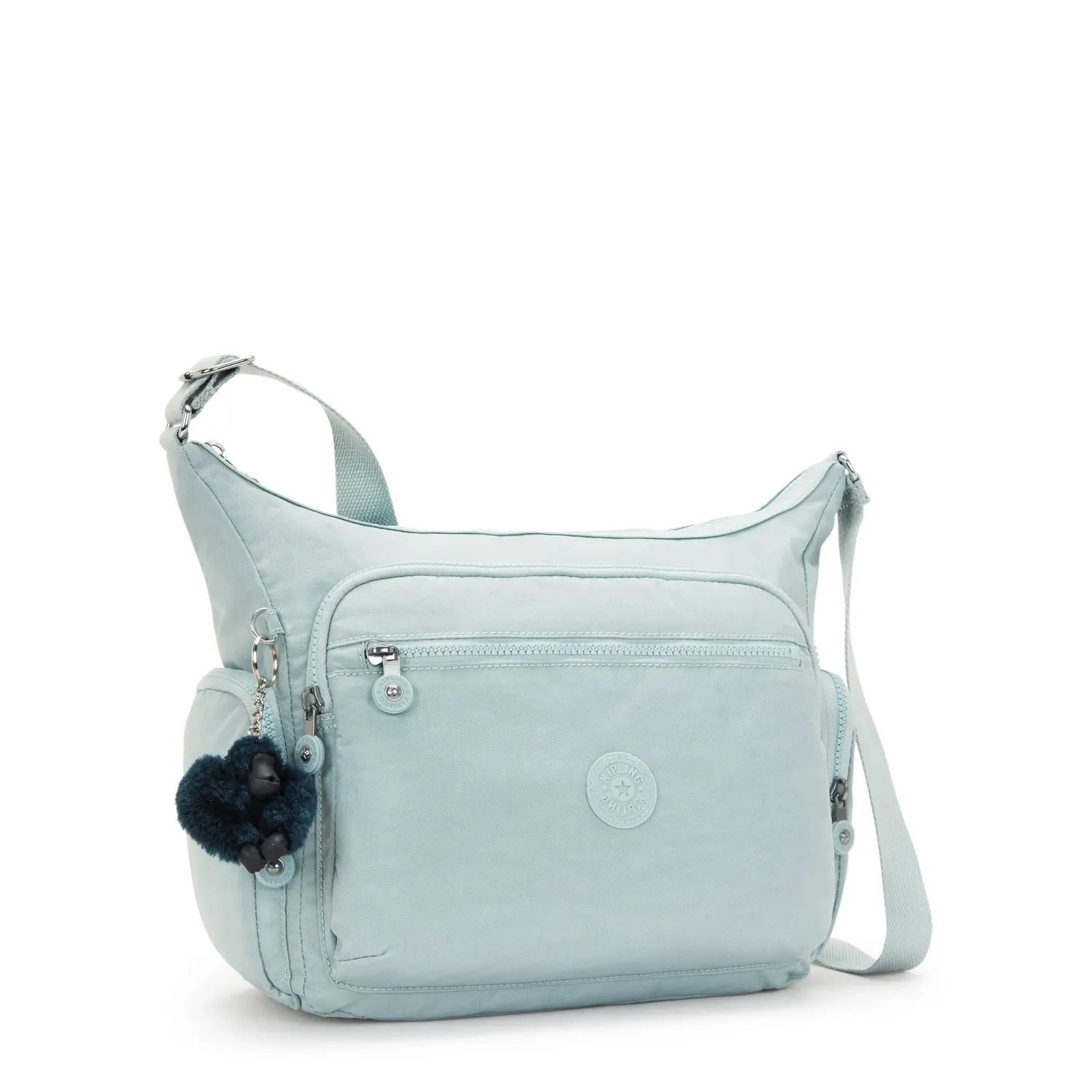 Kipling Gabbie crossbody tas Breezy Blue groot met ritsvakken