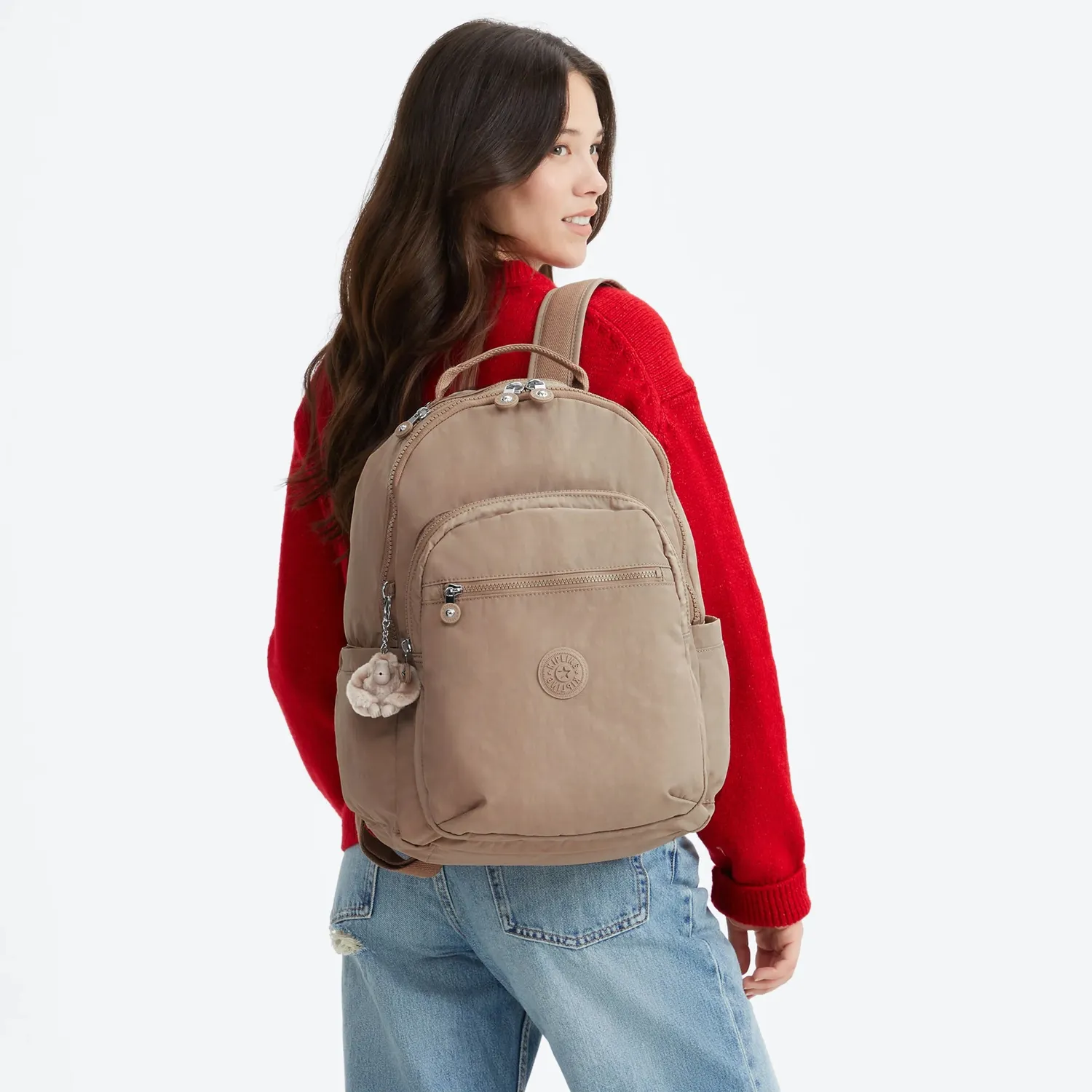 Kipling Seoul rugzak groot Tan Beige 15 inch laptopvak