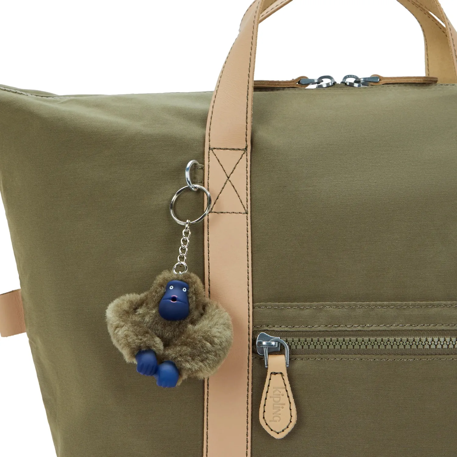 Kipling New Art Backpack rugzak medium 15 inch Cotton Khaki