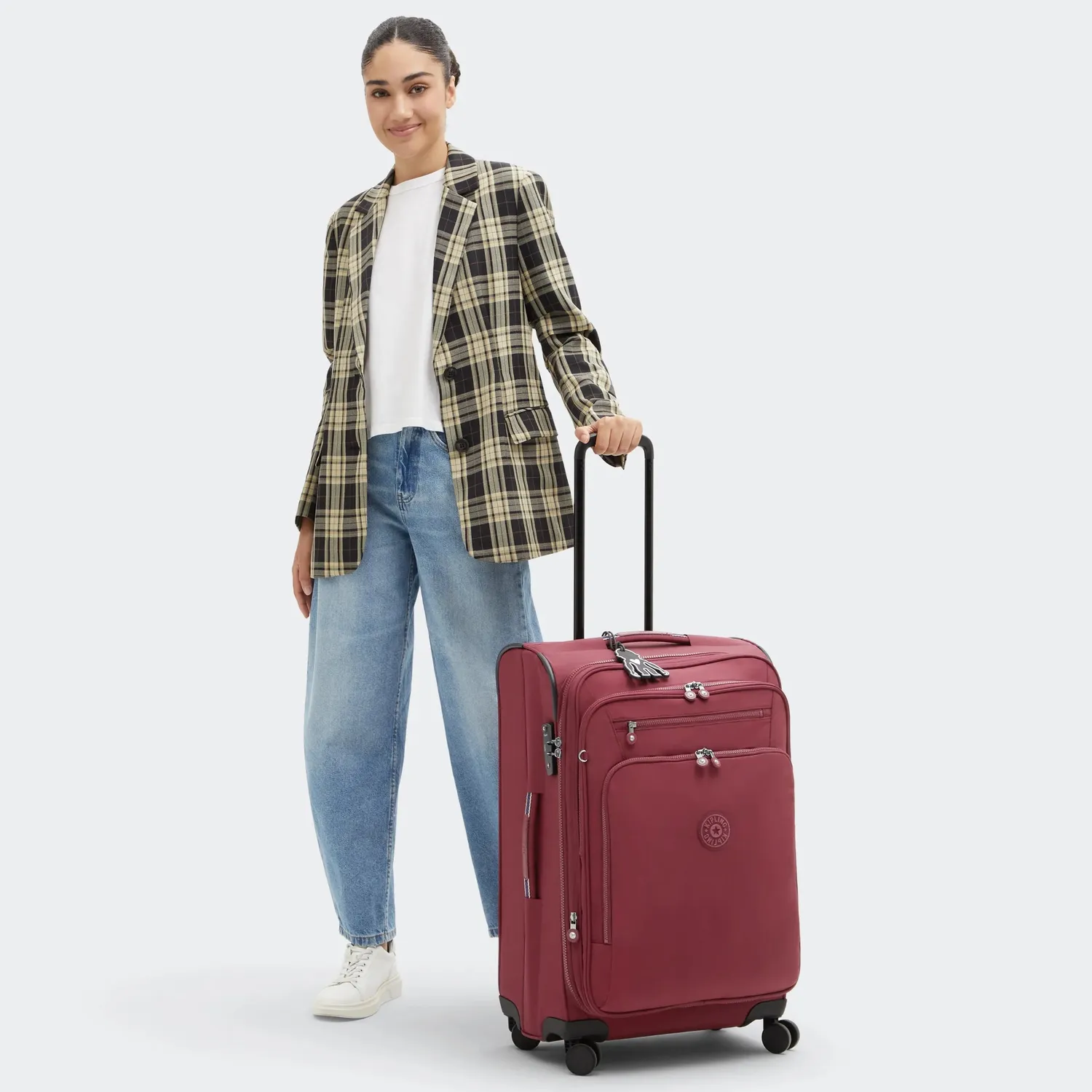 Kipling New Youri Spin M koffer Lounge Wine Medium wijnrood