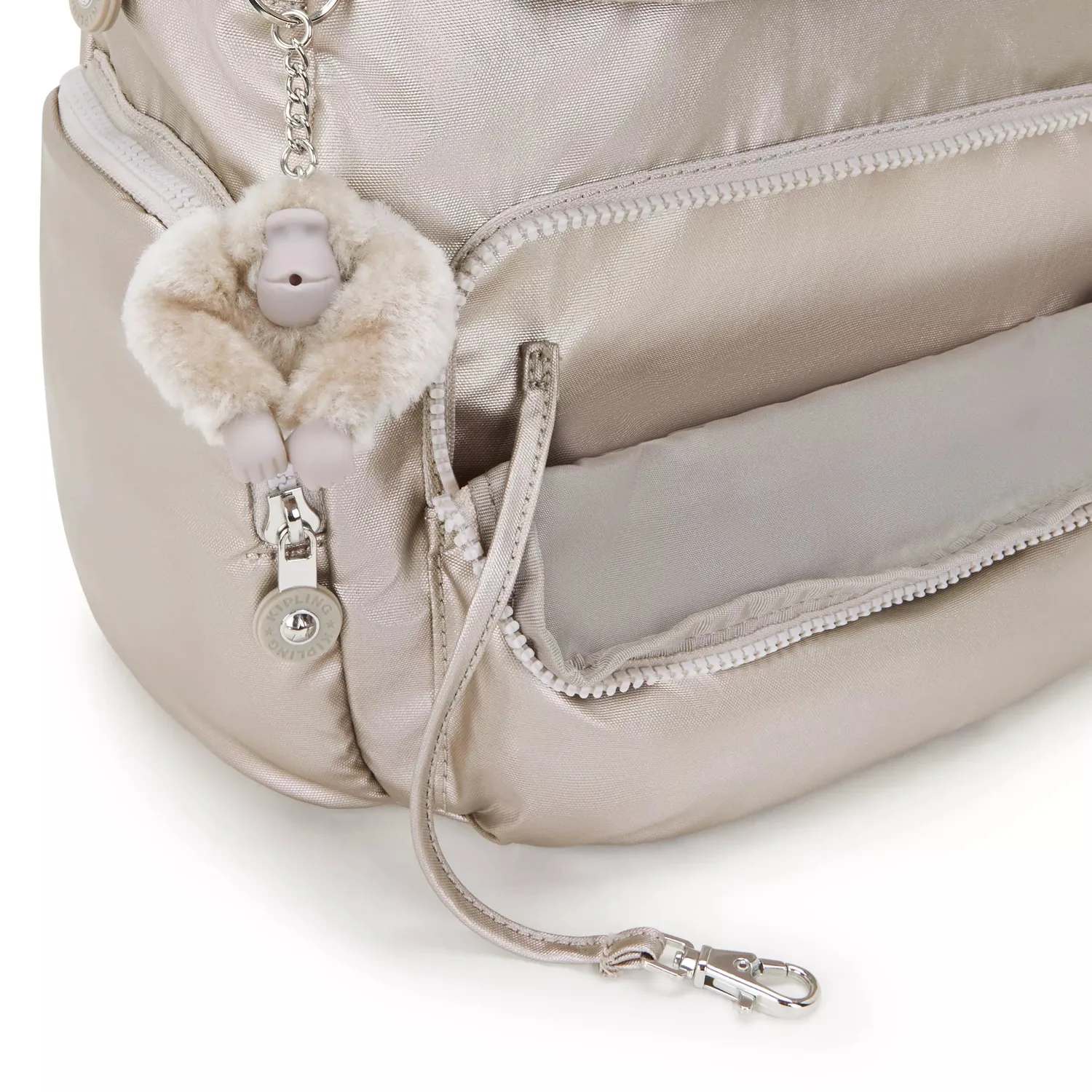 Kipling City Zip S rugzak Metallic Glow klein glanzend