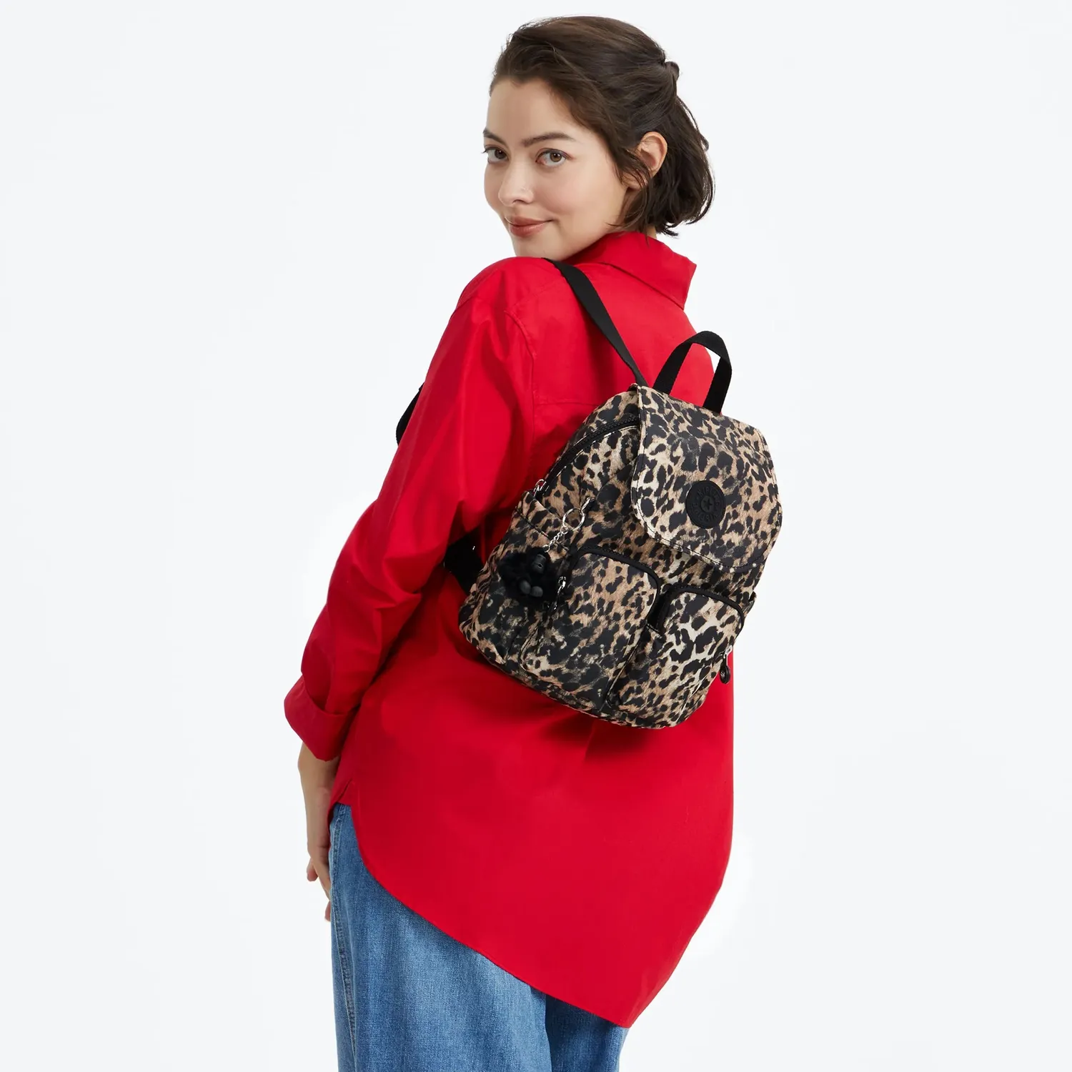 Kipling City Pocket Mini rugzak klein Wild Leopard met klep