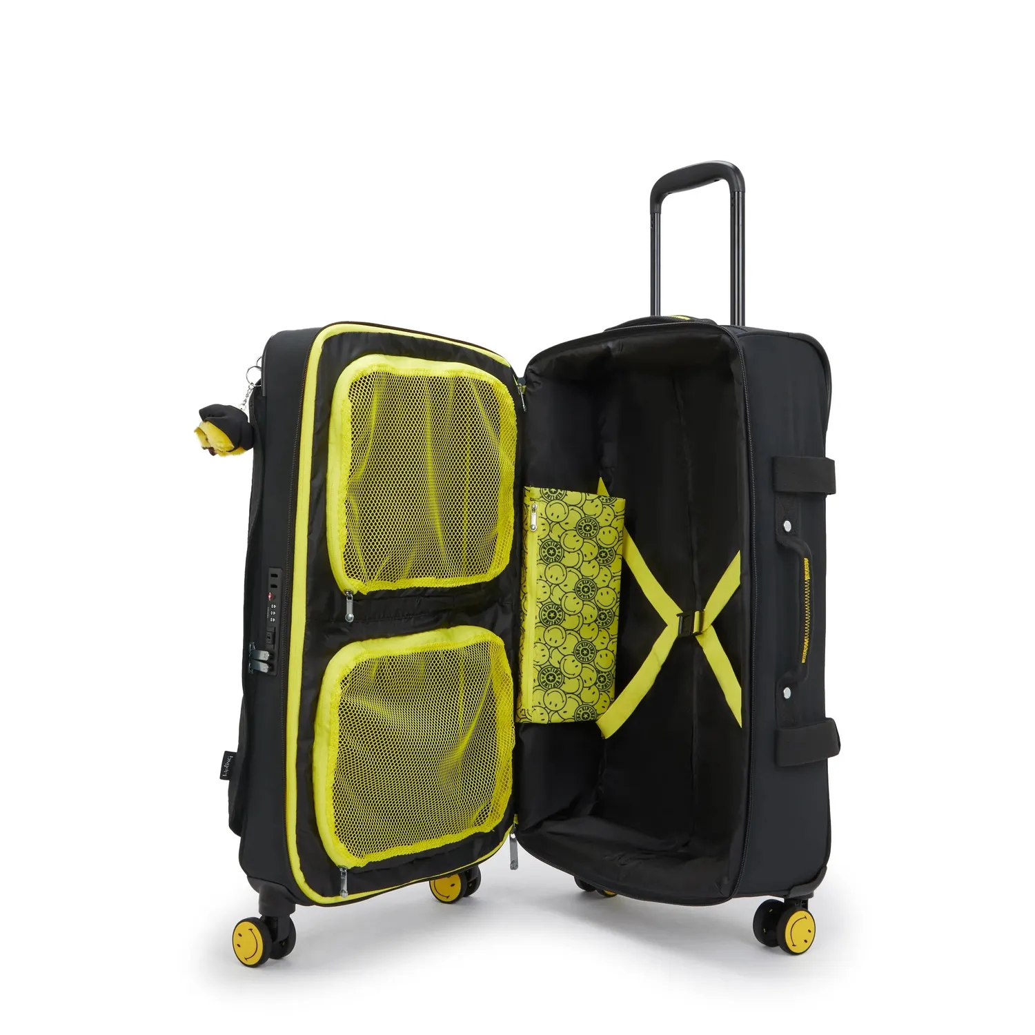 Kipling Spontaneous M Smiley koffer Medium Yellow Fun Black