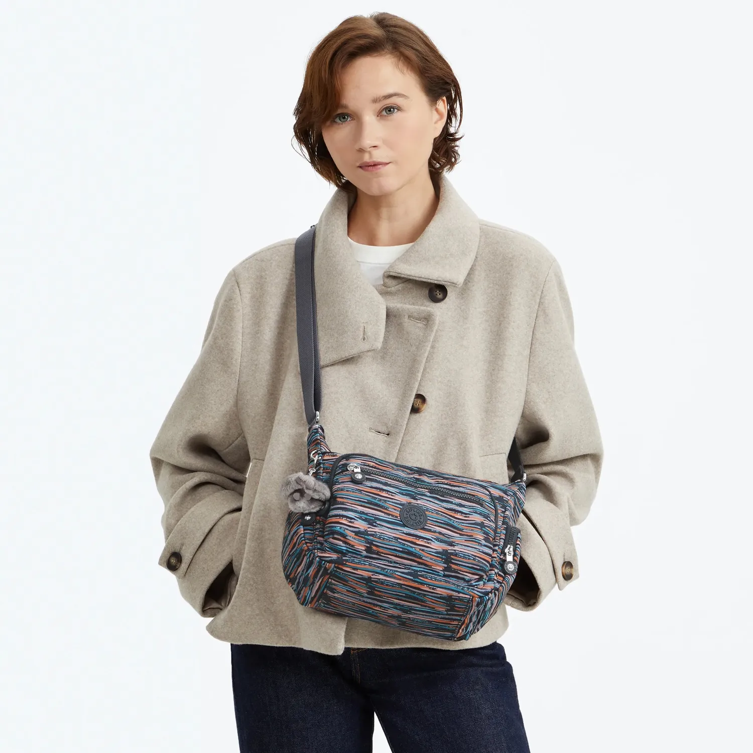 Kipling Gabbie S schoudertas Mineral Stripes medium ruim