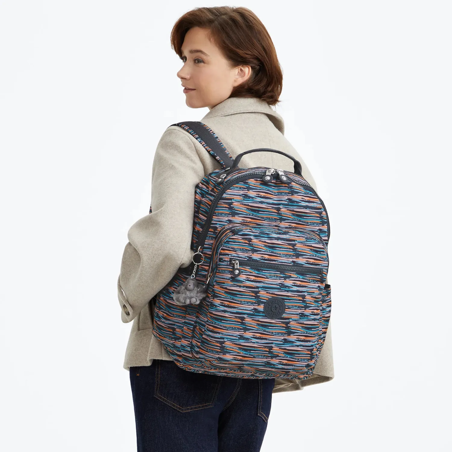 Kipling Seoul rugzak Groot Mineral Stripes licht