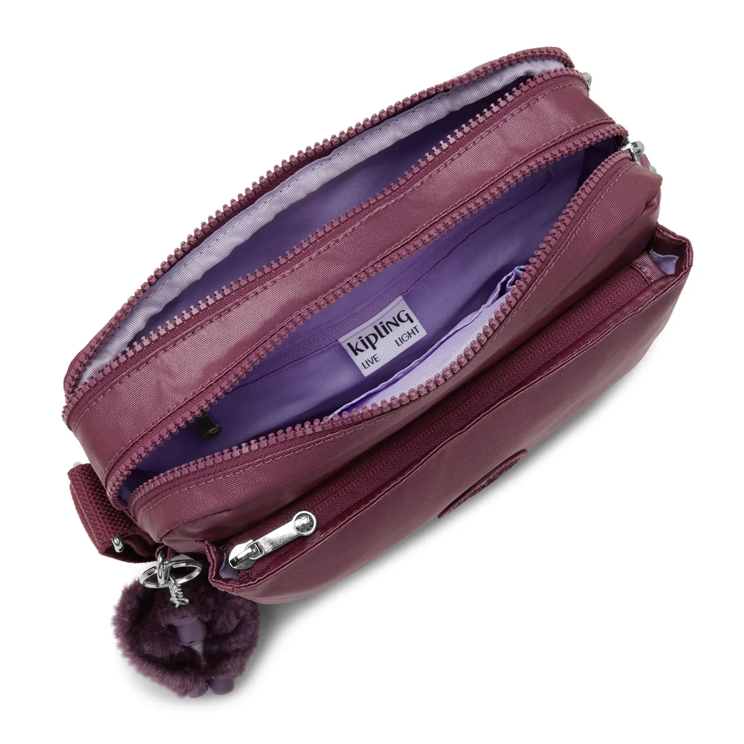 Kipling Abanu M crossbody Grape Wine Metallic glans